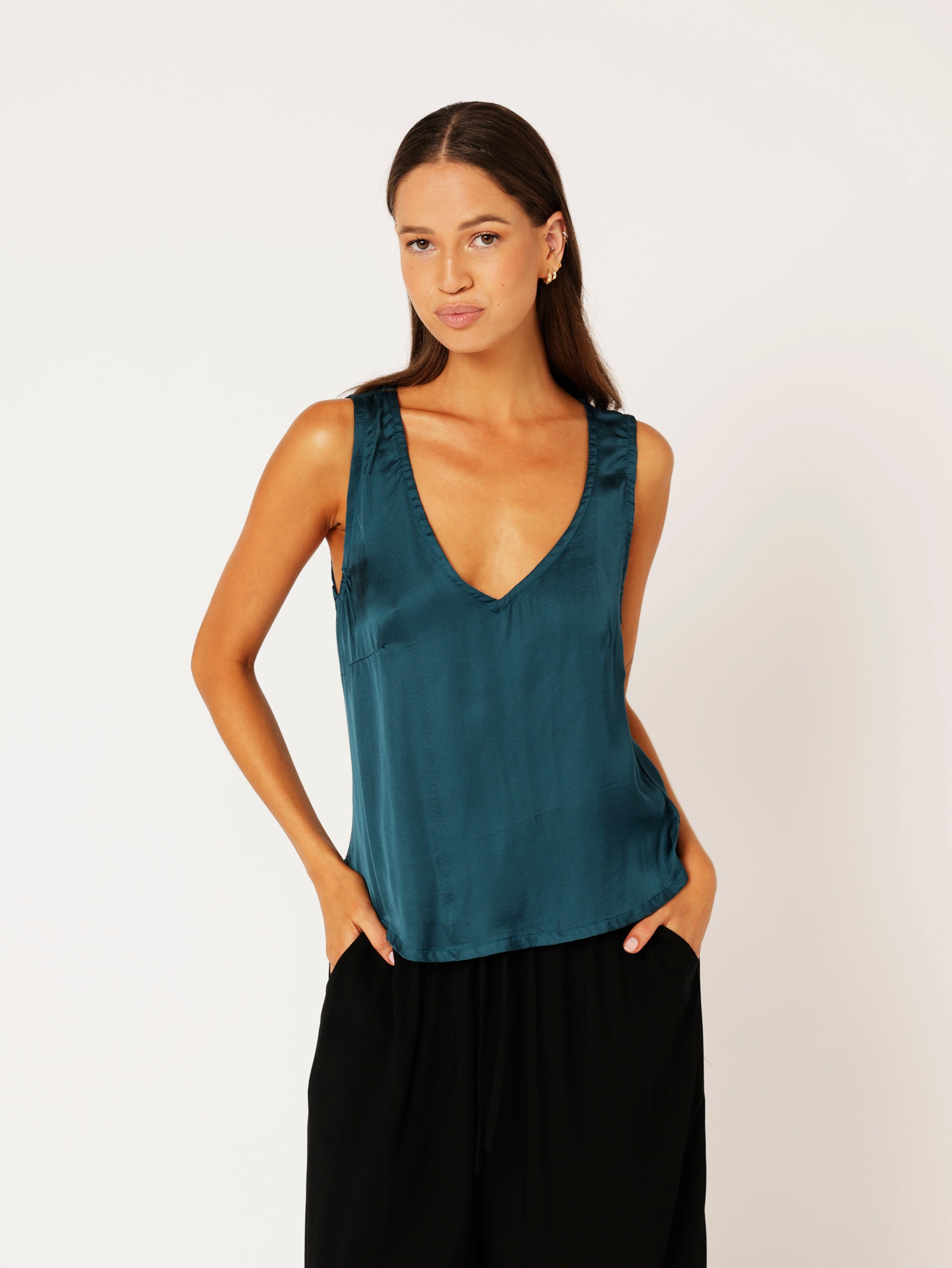 Viv Tank | Satin | Teal - Saffron Road