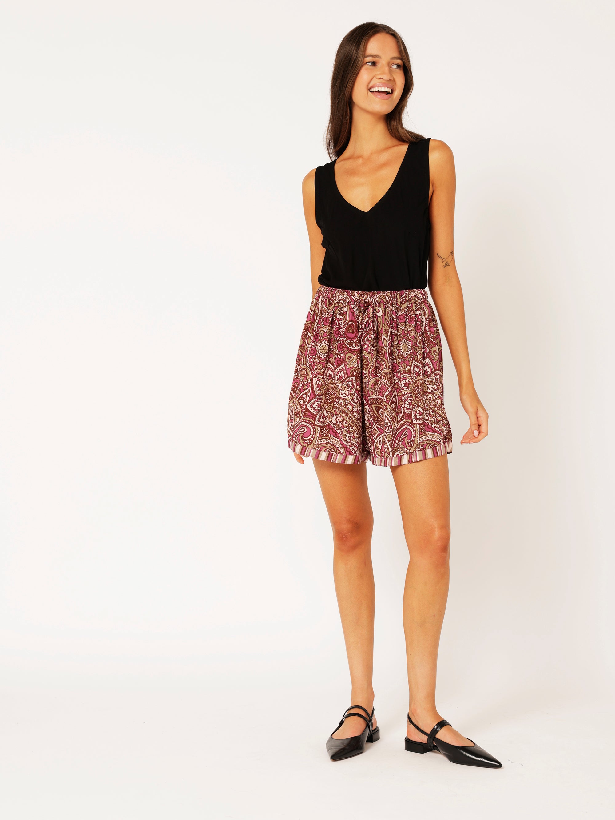 PJ Shorts | Wine Paisley - Saffron Road
