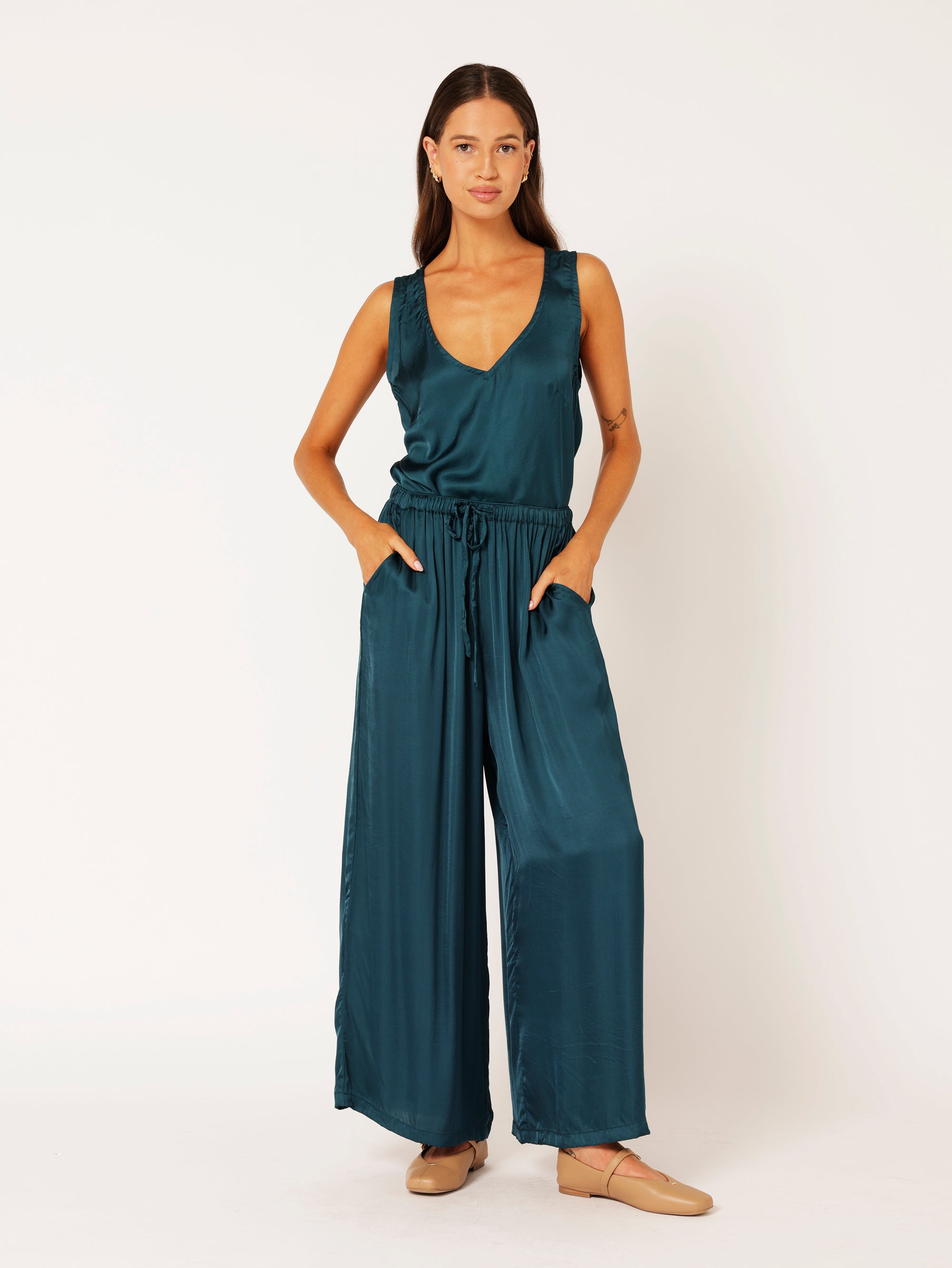 Viv Tank | Satin | Teal - Saffron Road