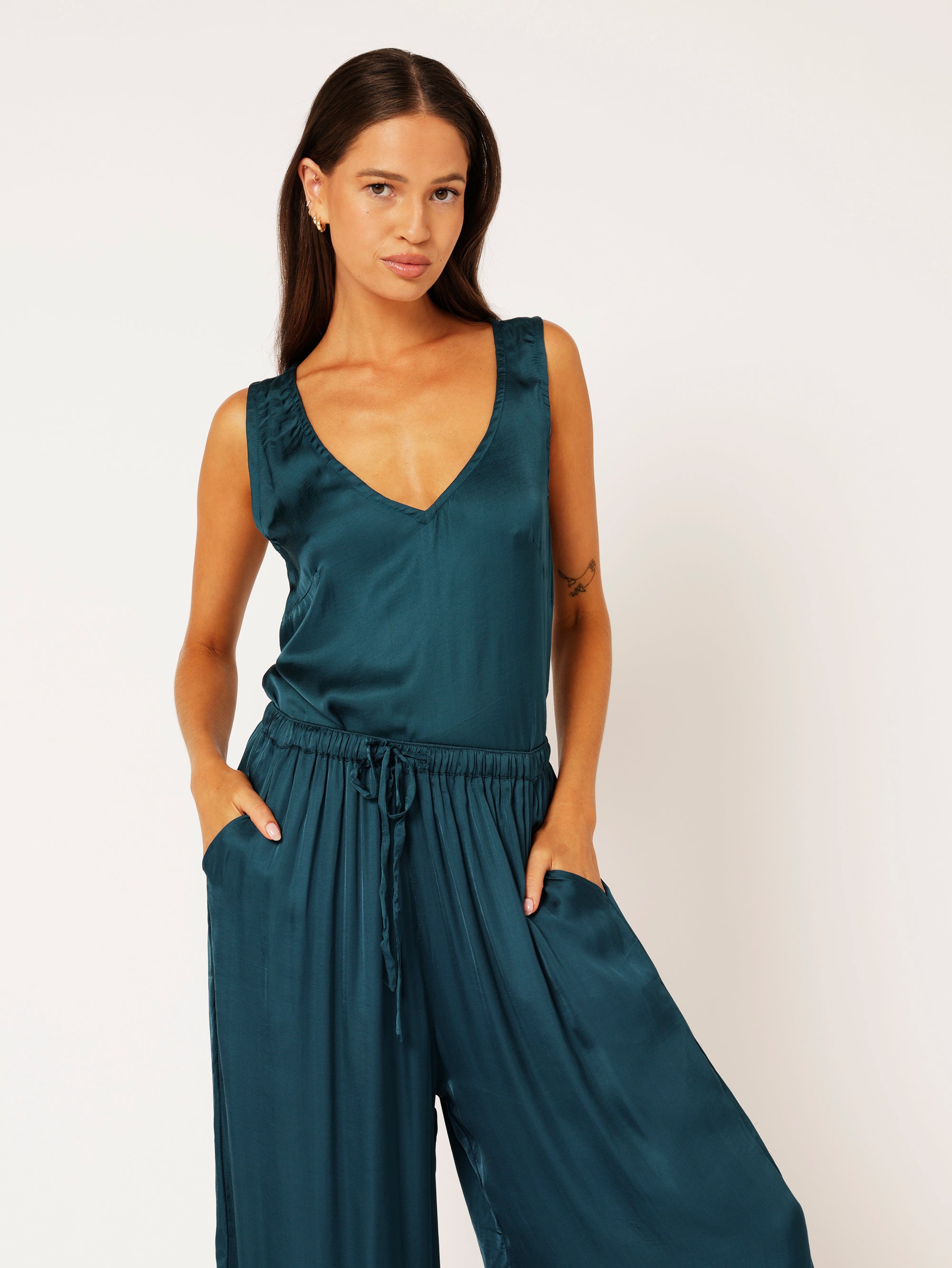 Viv Tank | Satin | Teal - Saffron Road