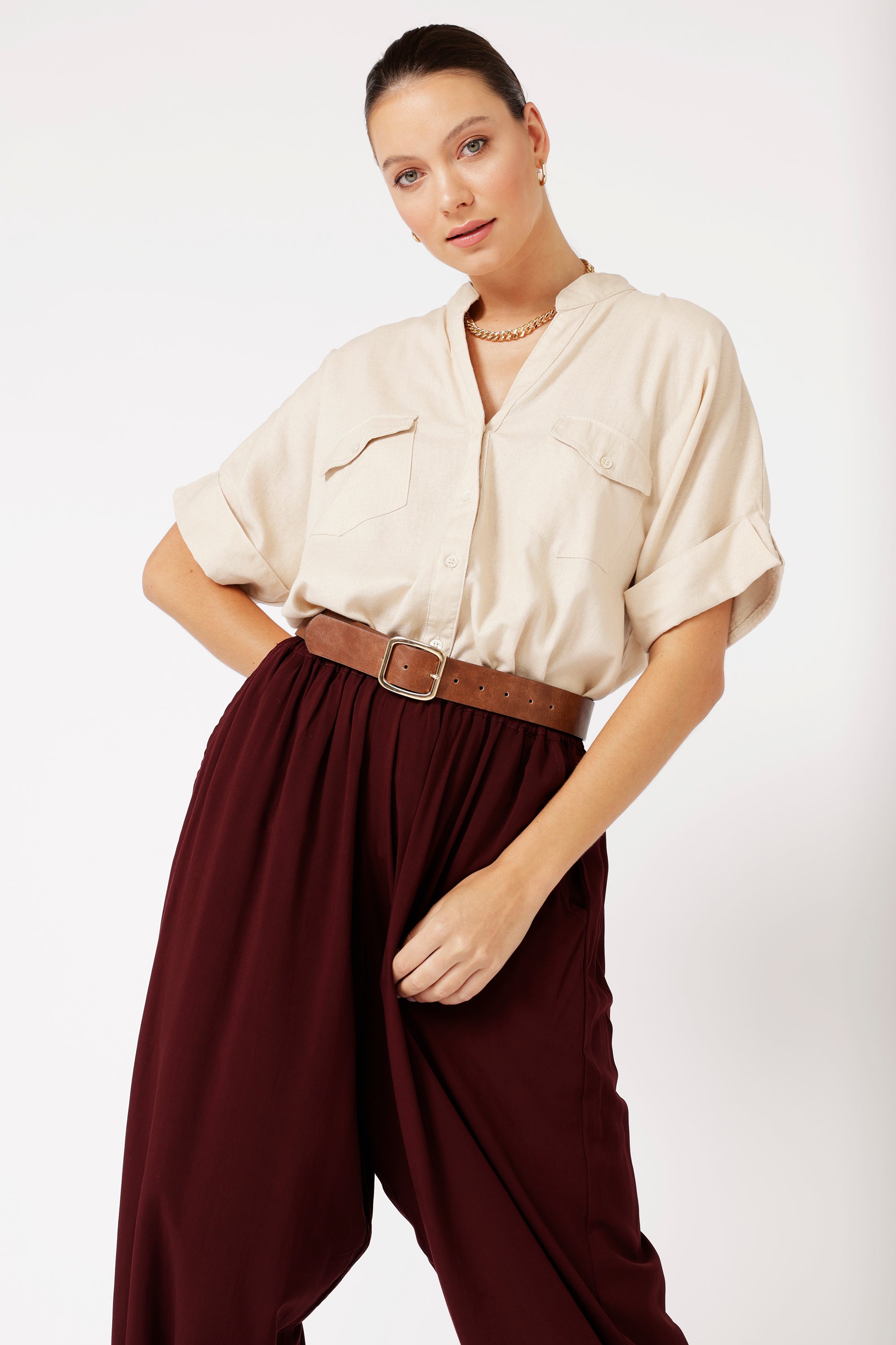Madison Shirt | Natural Linen - Saffron Road