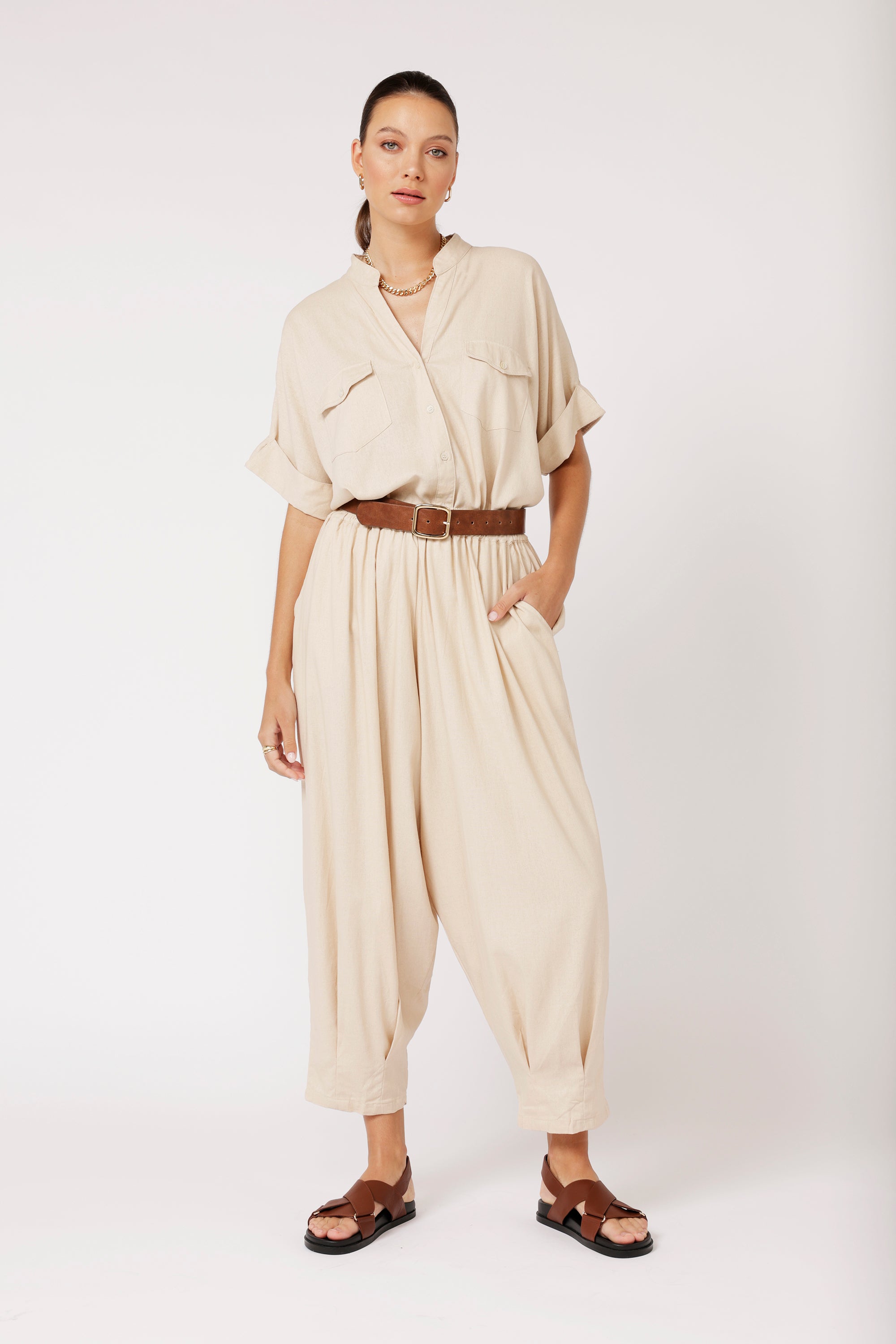 Madison Shirt | Natural Linen - Saffron Road