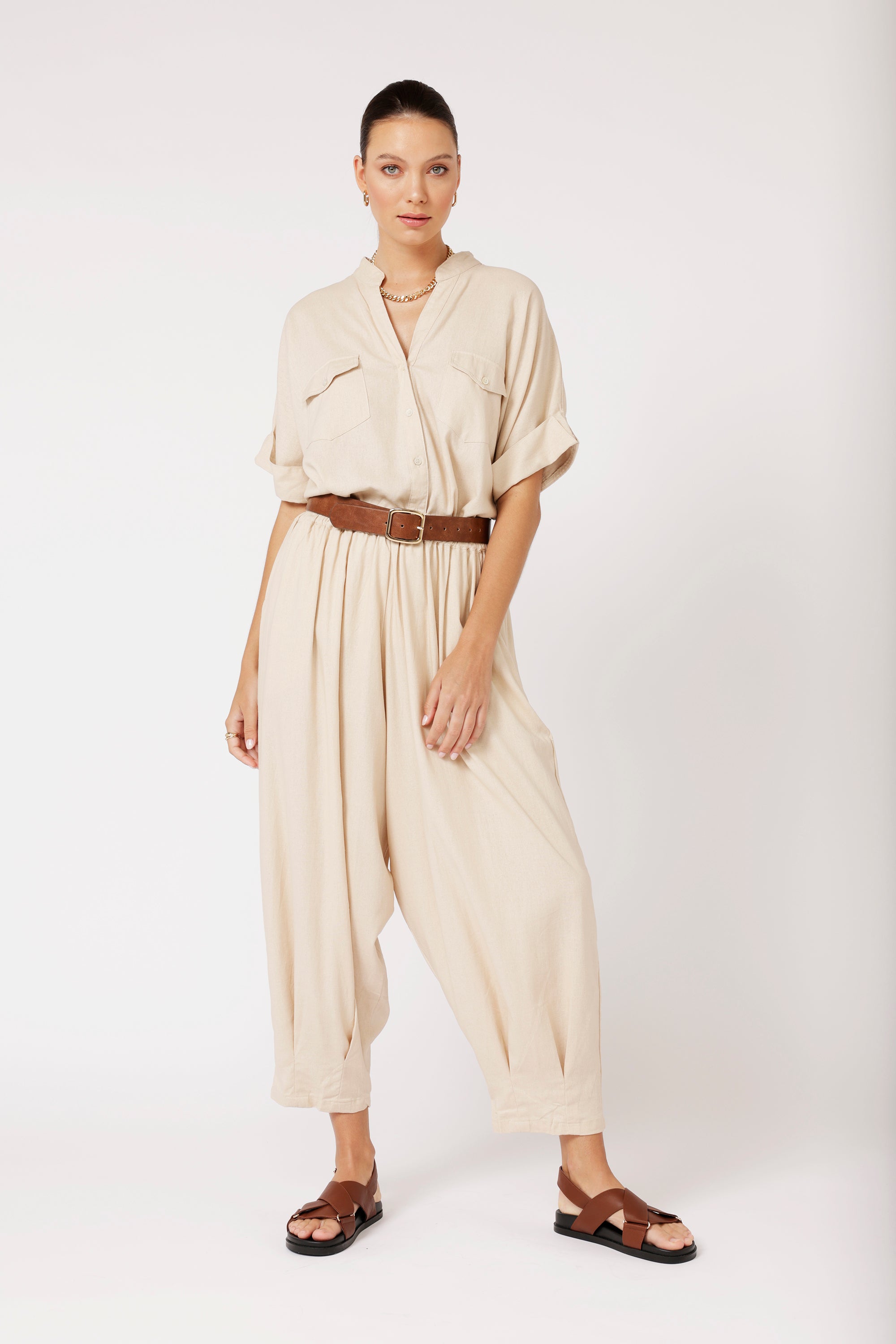 Madison Shirt | Natural Linen - Saffron Road