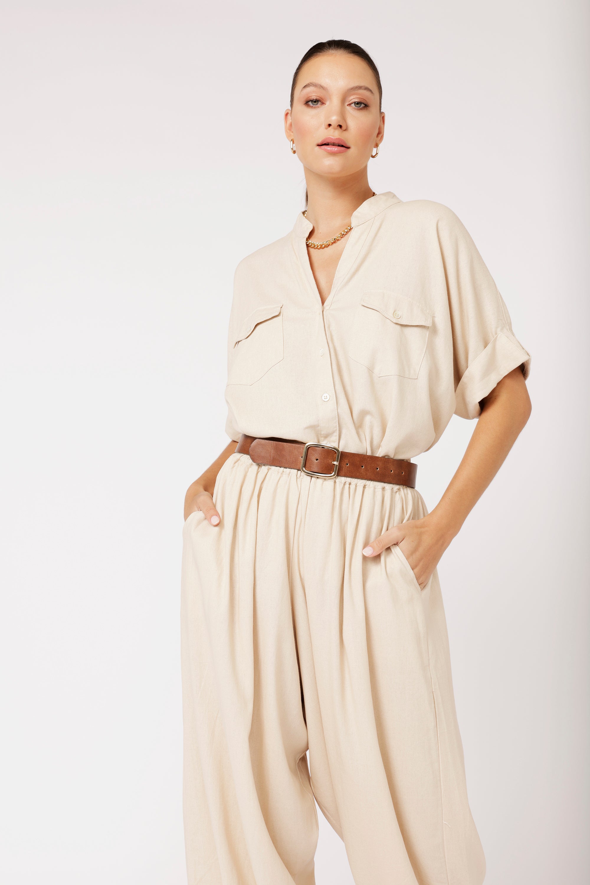 Madison Shirt | Natural Linen - Saffron Road