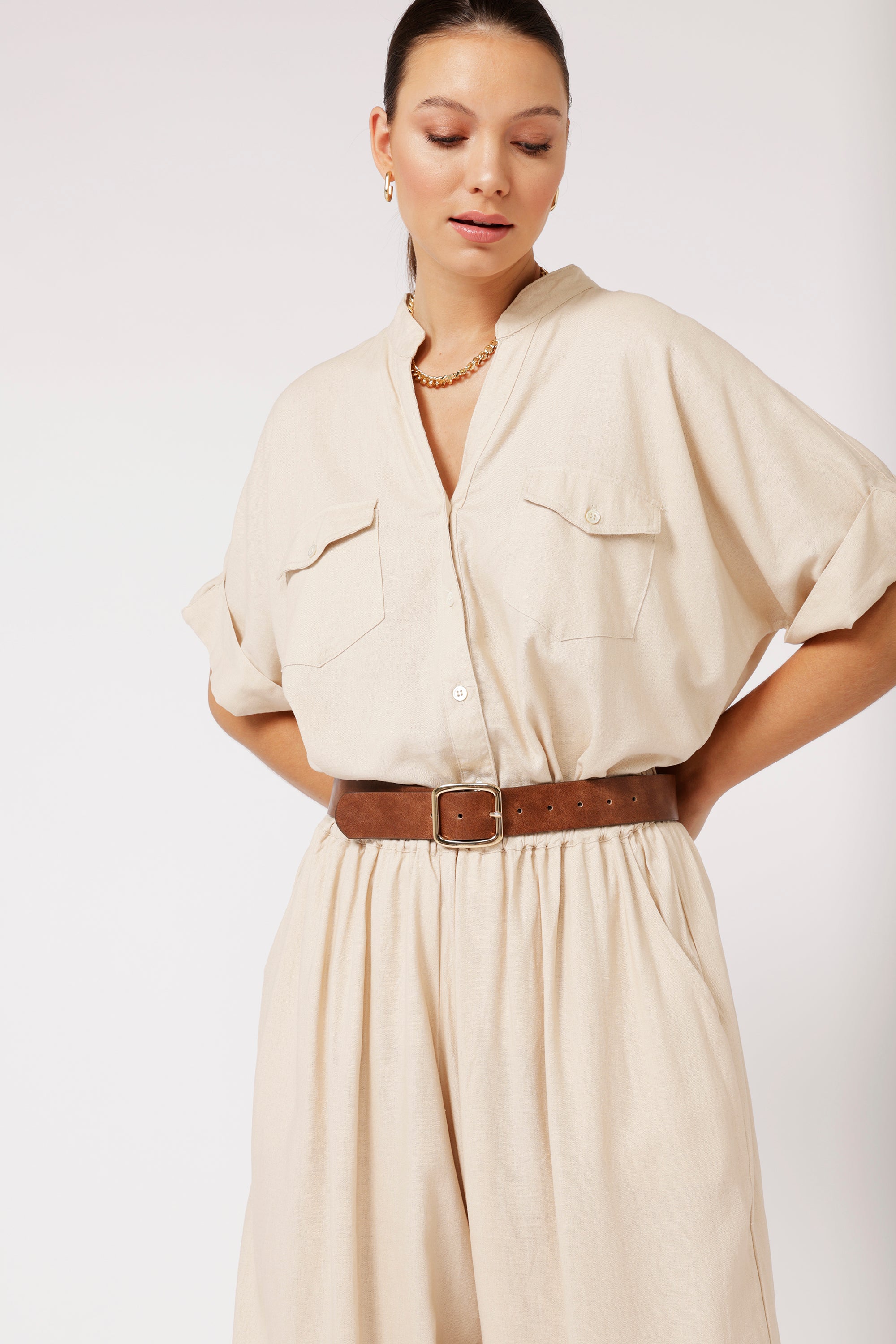 Madison Shirt | Natural Linen - Saffron Road