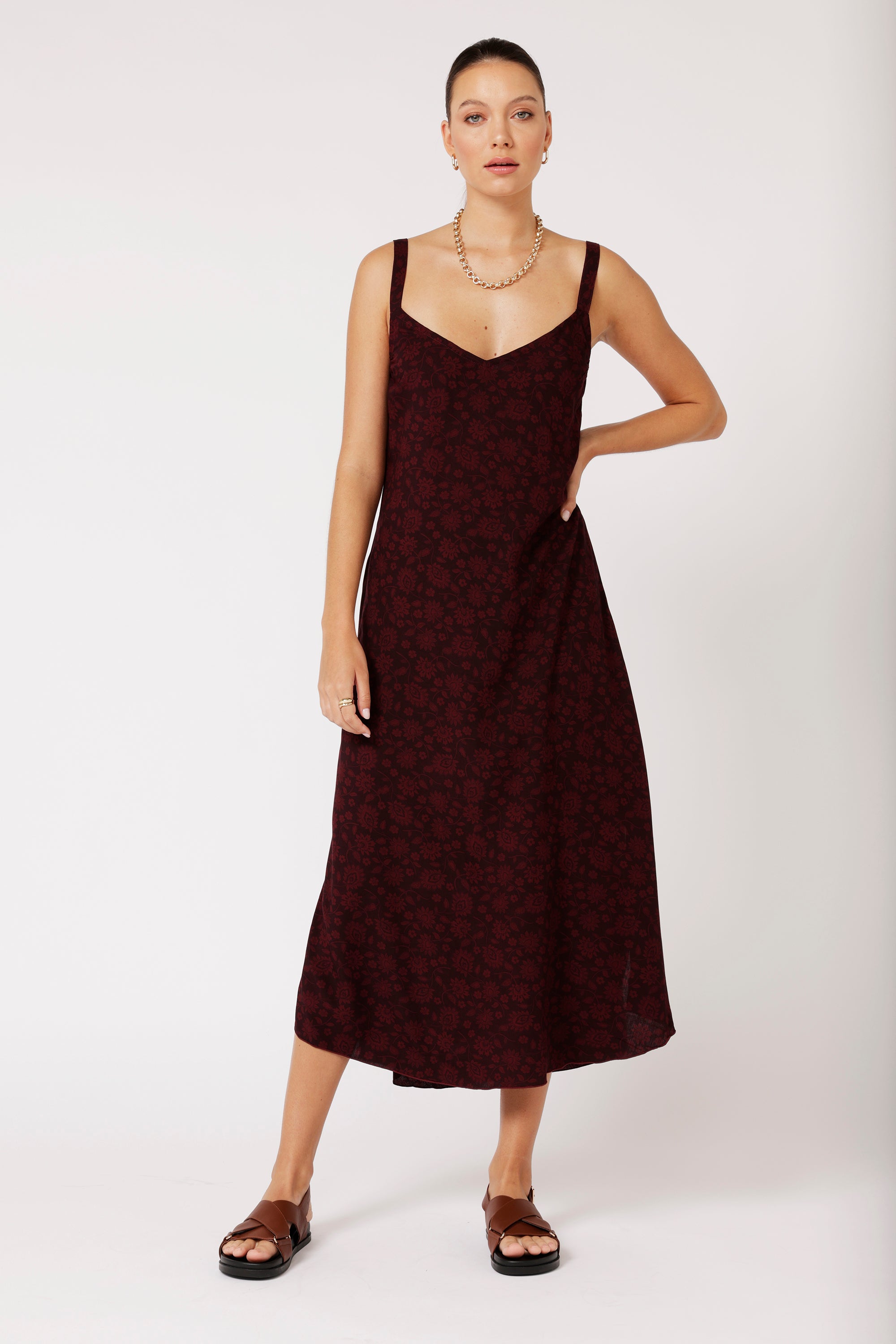 Slip Dress MAXI | Plum Flower - Saffron Road
