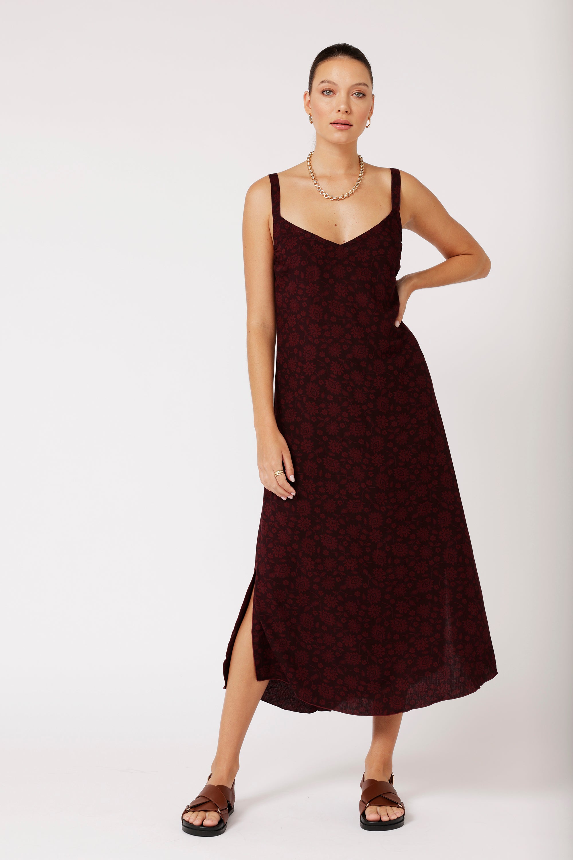 Slip Dress MAXI | Plum Flower - Saffron Road