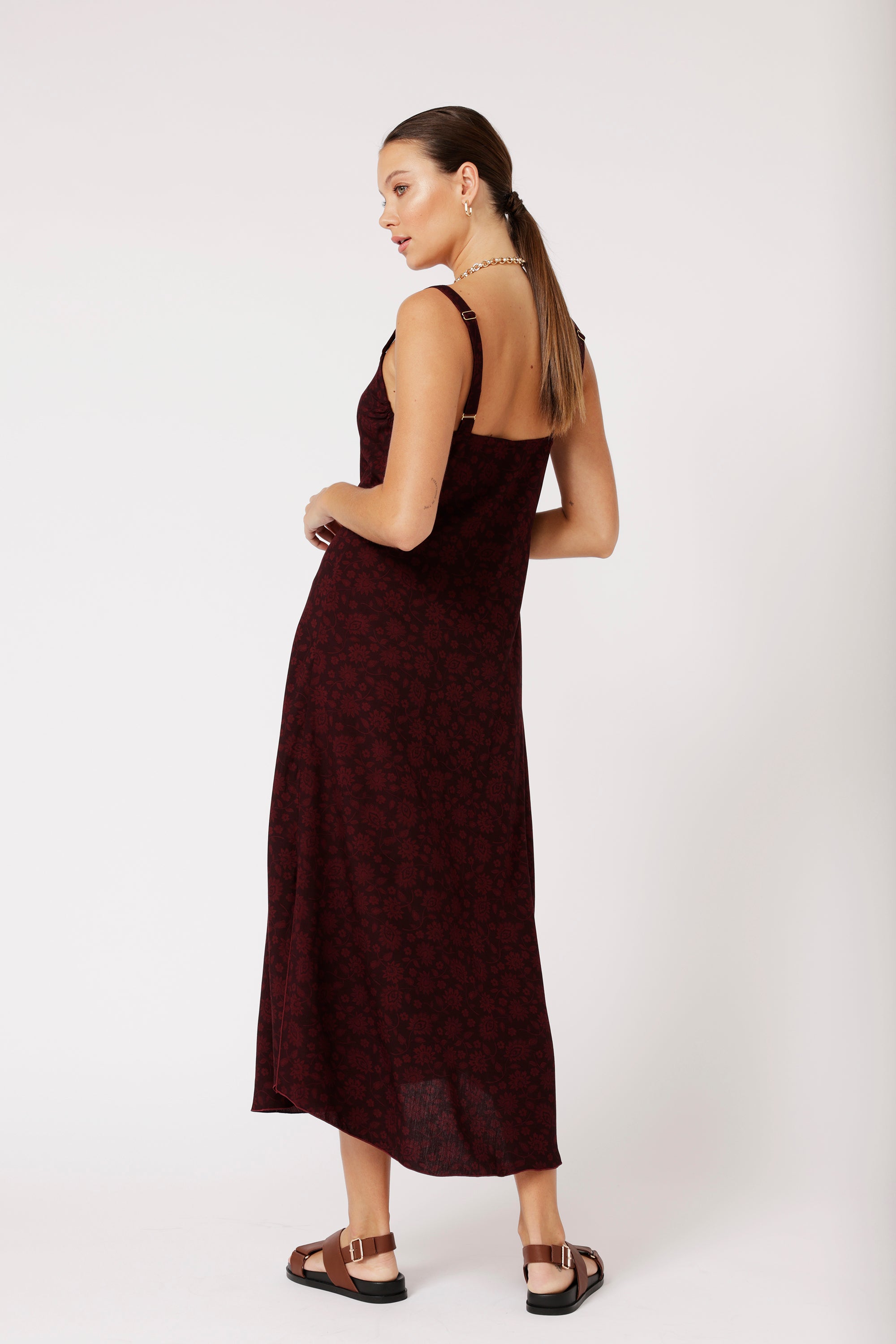 Slip Dress MAXI | Plum Flower - Saffron Road