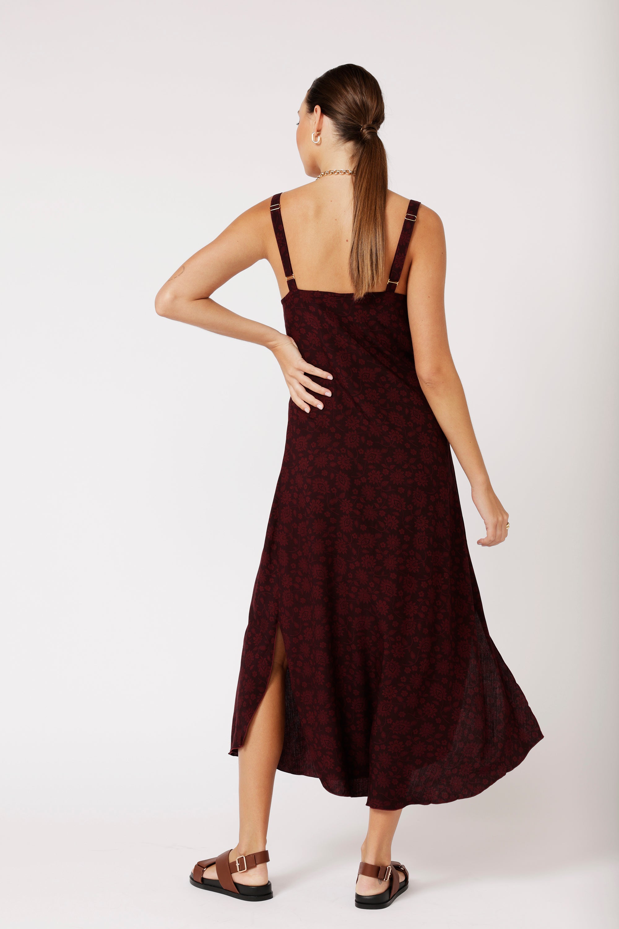 Slip Dress MAXI | Plum Flower - Saffron Road