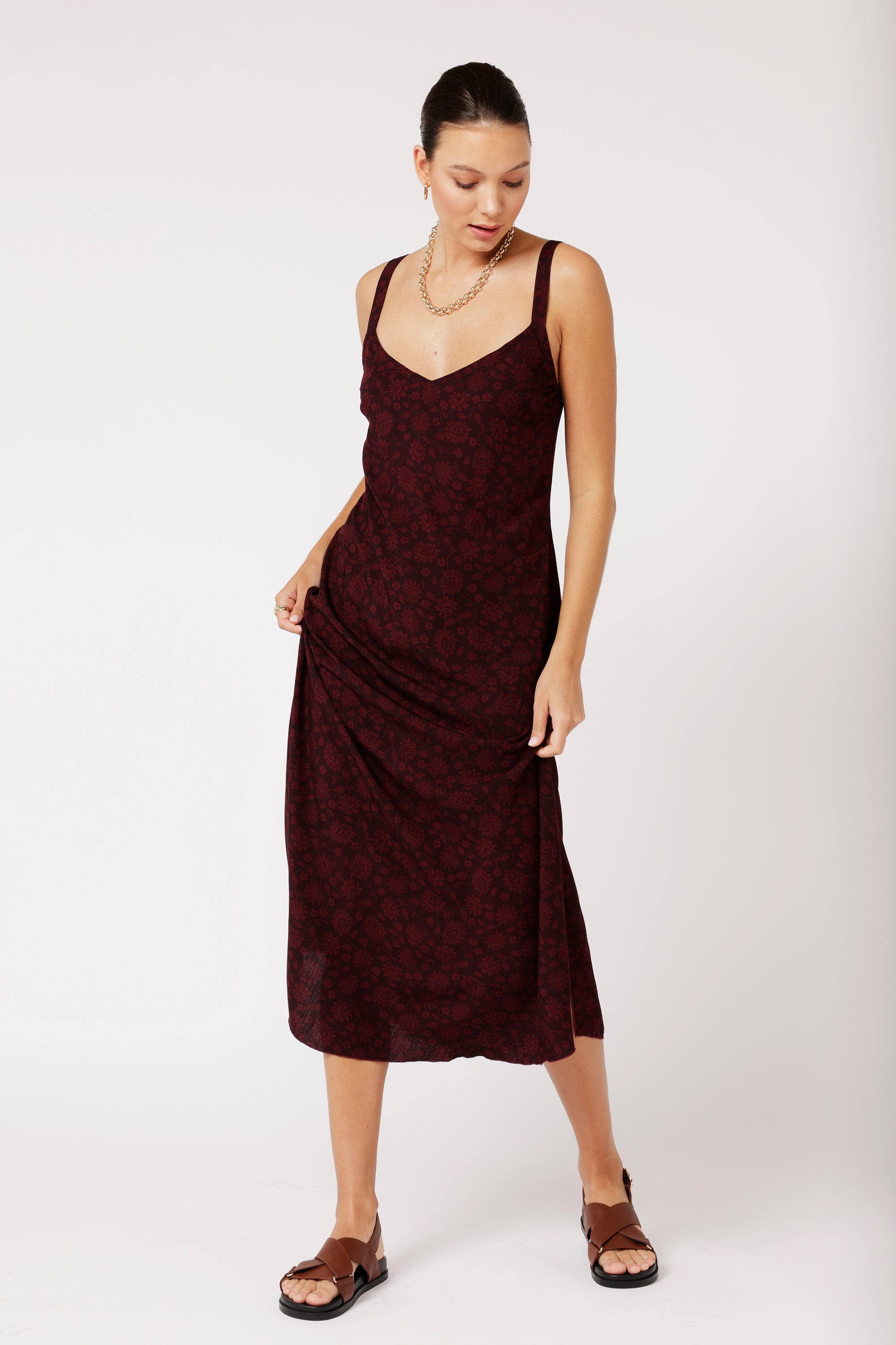 Slip Dress MAXI | Plum Flower - Saffron Road
