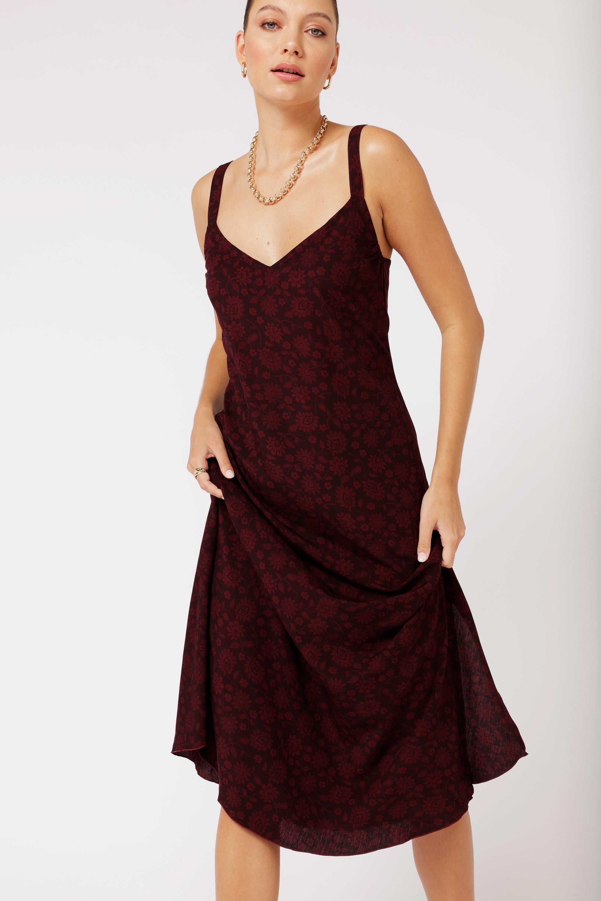 Slip Dress MAXI | Plum Flower - Saffron Road