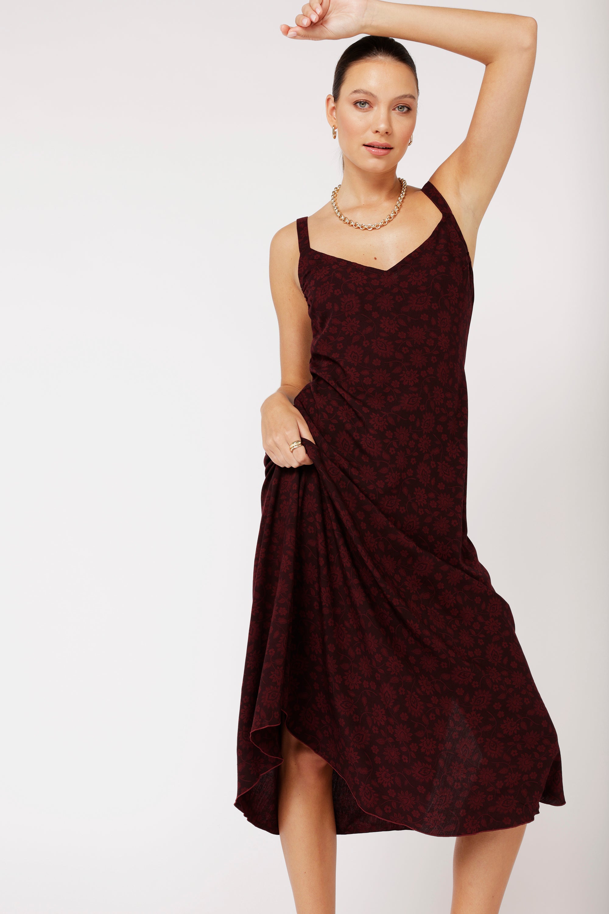 Slip Dress MAXI | Plum Flower - Saffron Road