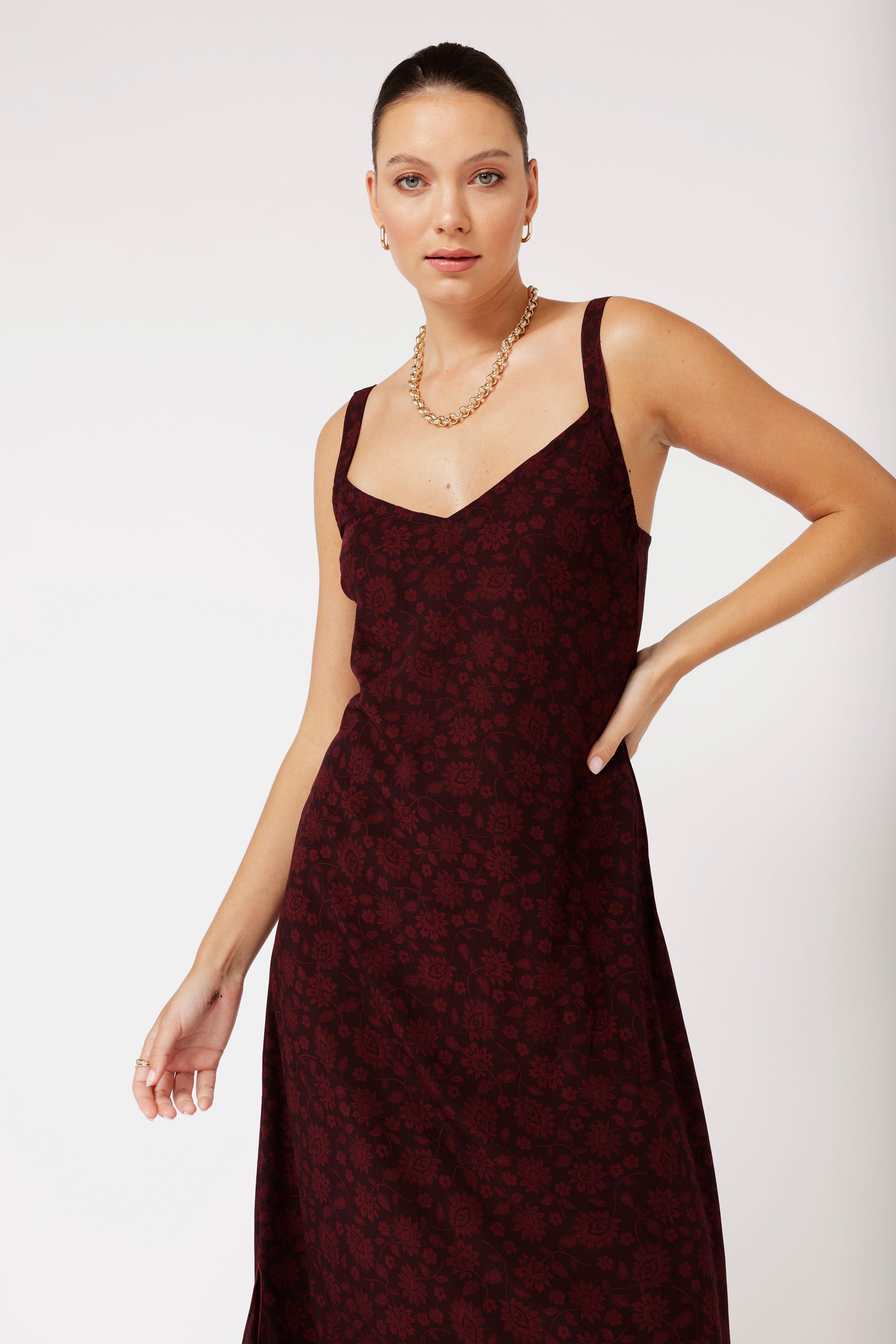 Slip Dress MAXI | Plum Flower - Saffron Road
