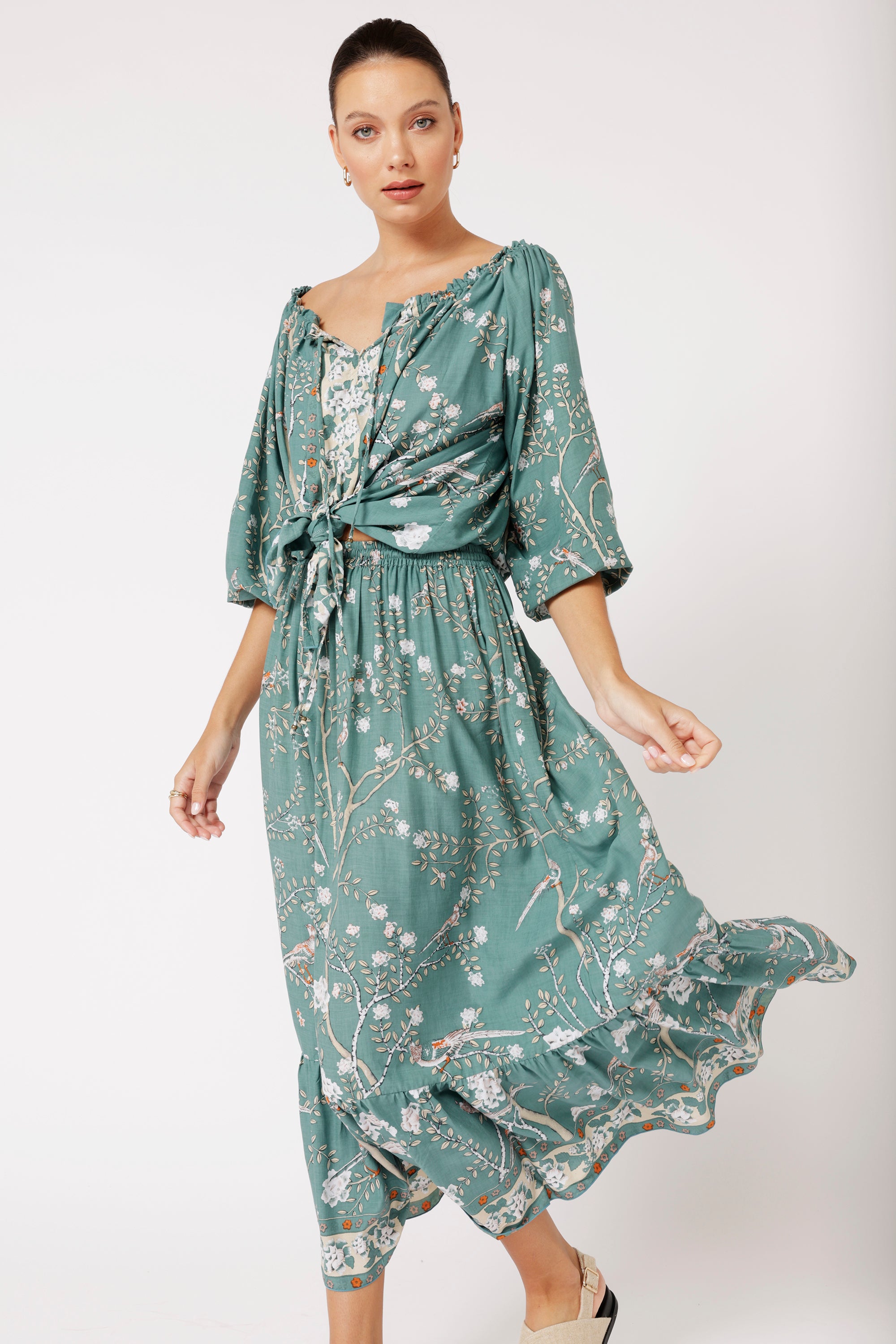Eden Skirt | Lovebird Sage - Saffron Road