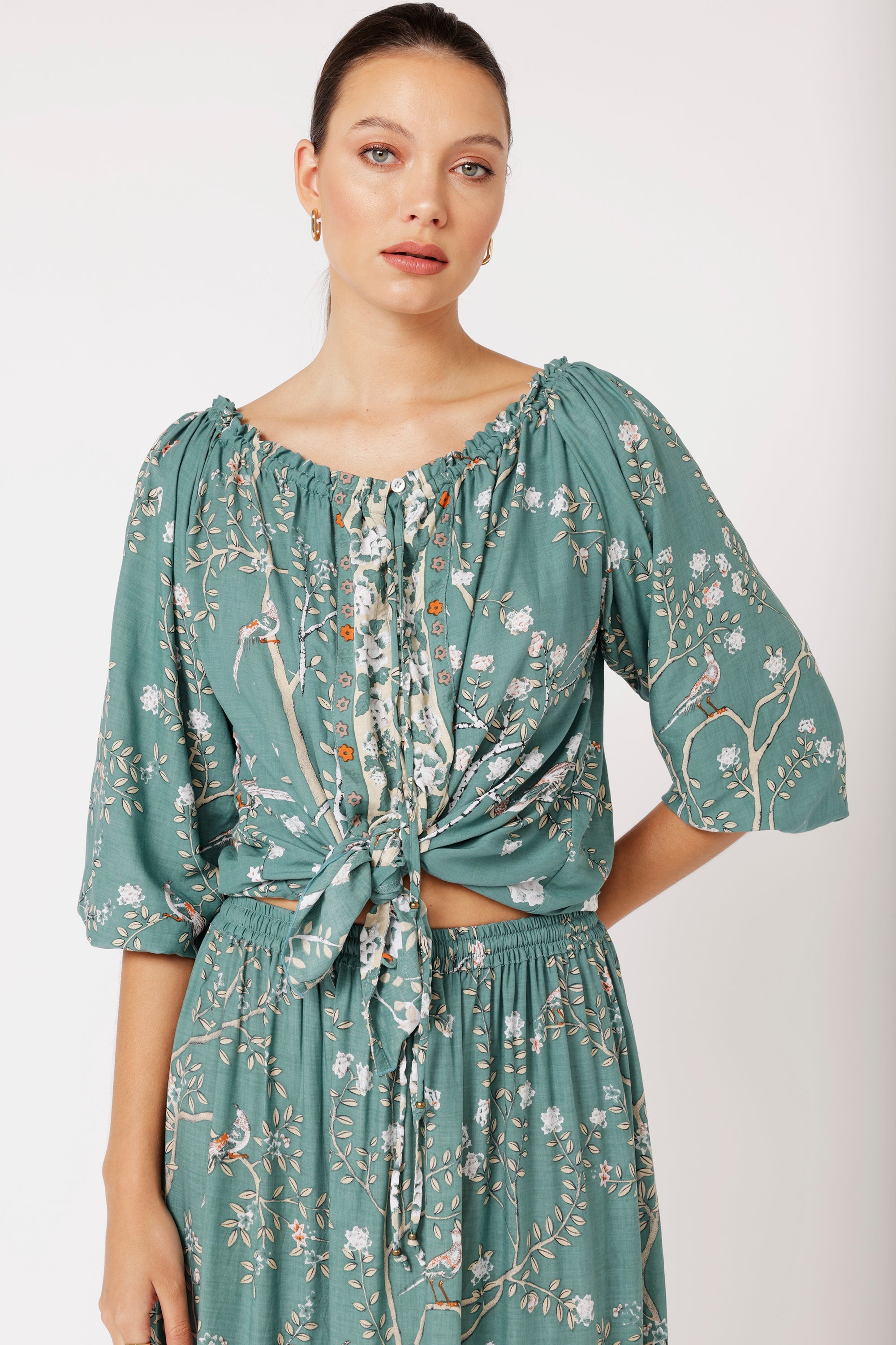 Paris Night Top | Lovebird Sage - Saffron Road
