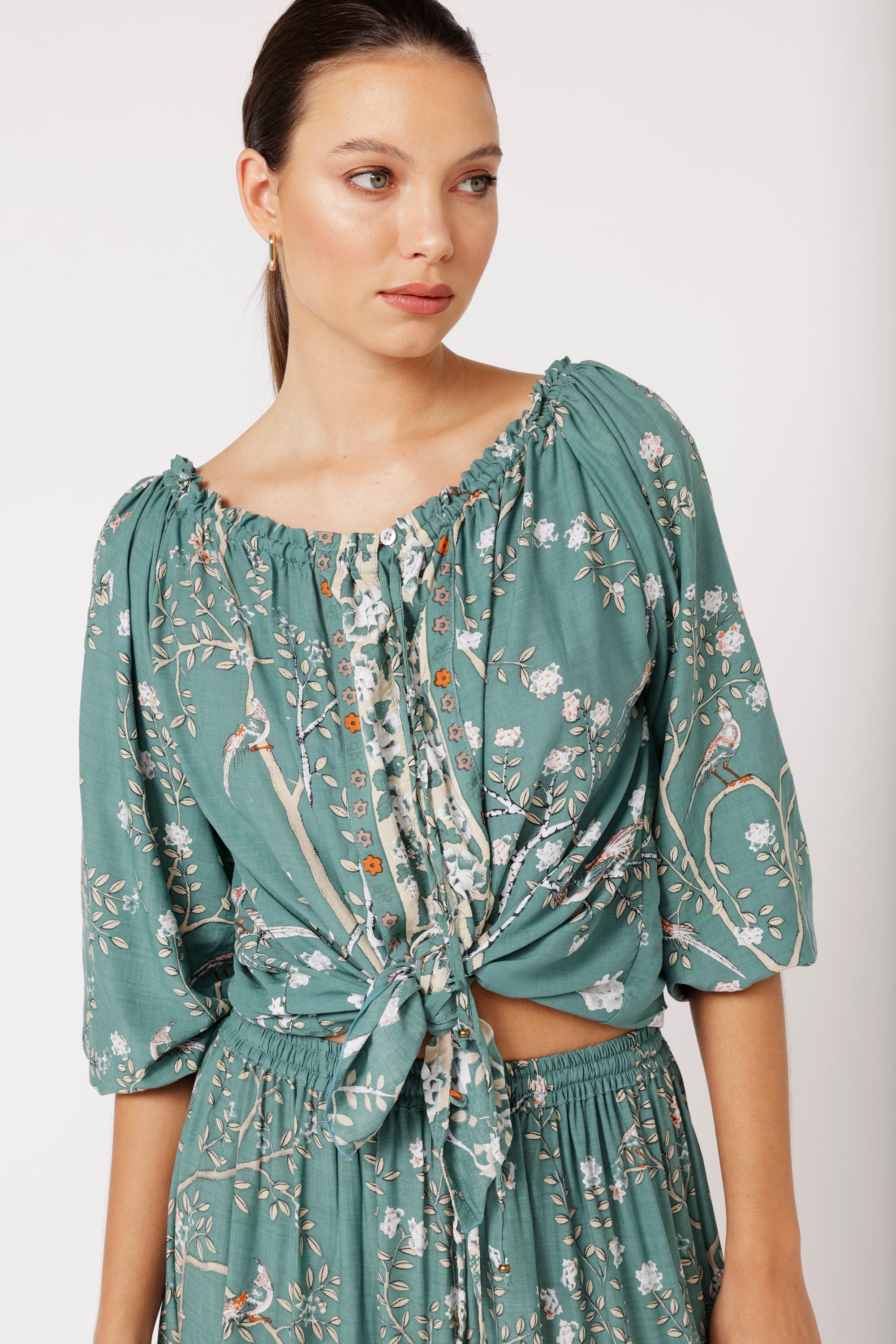 Paris Night Top | Lovebird Sage - Saffron Road