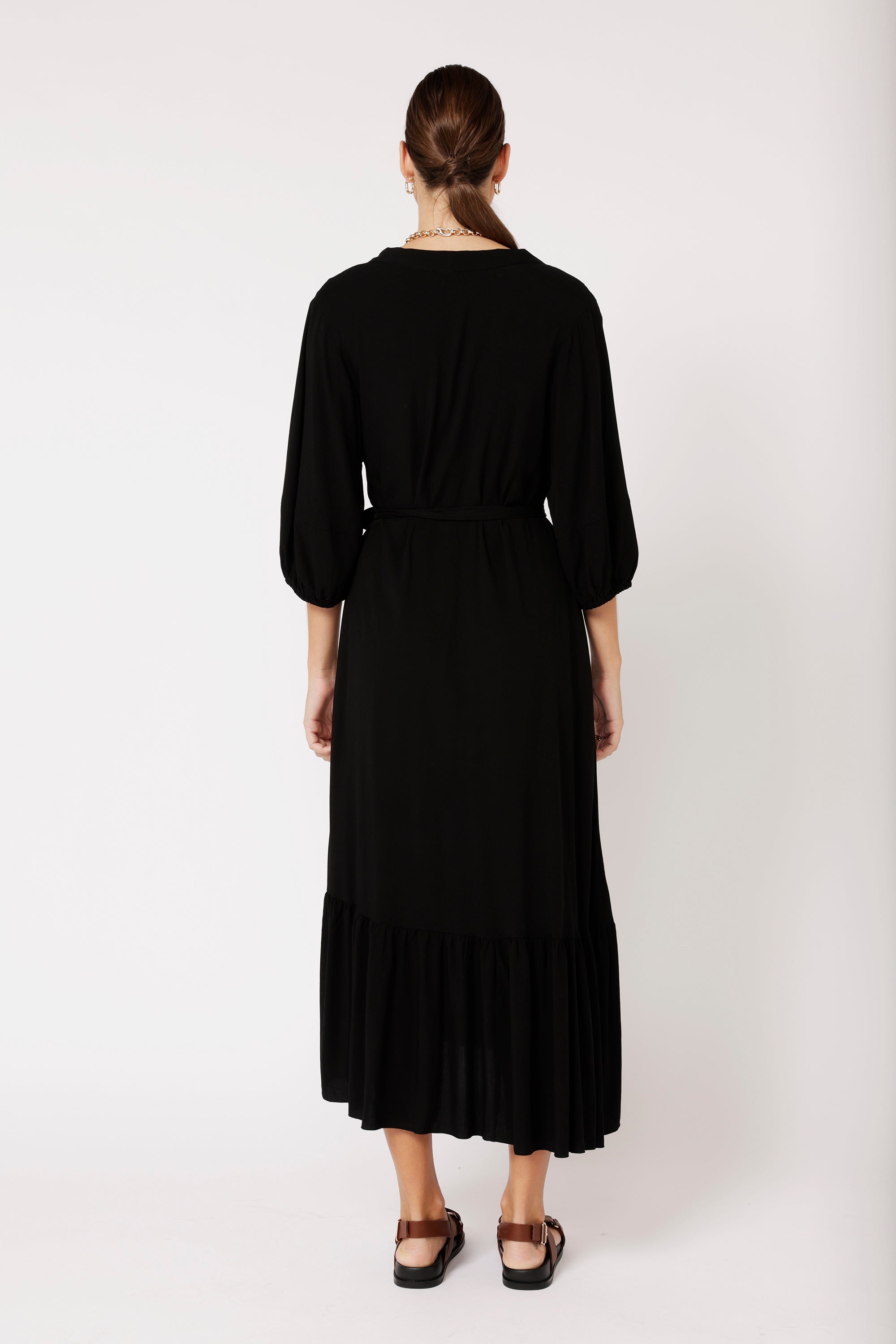 Bentley Shirt Dress MAXI | Black - Saffron Road