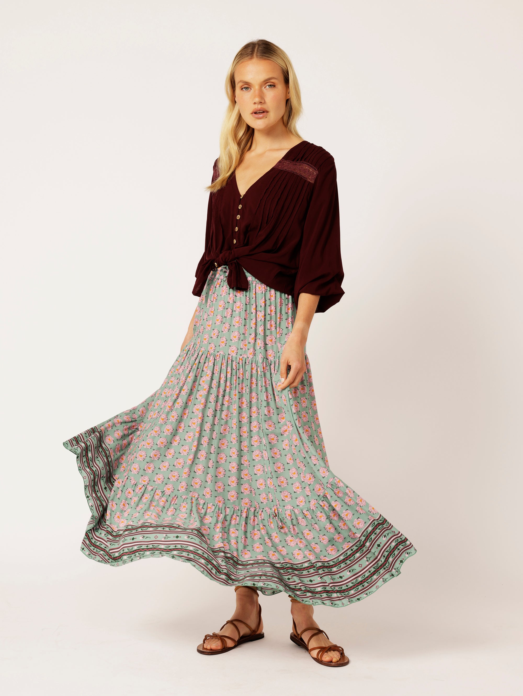 Dahlia Skirt MAXI | Sage Peony - Saffron Road