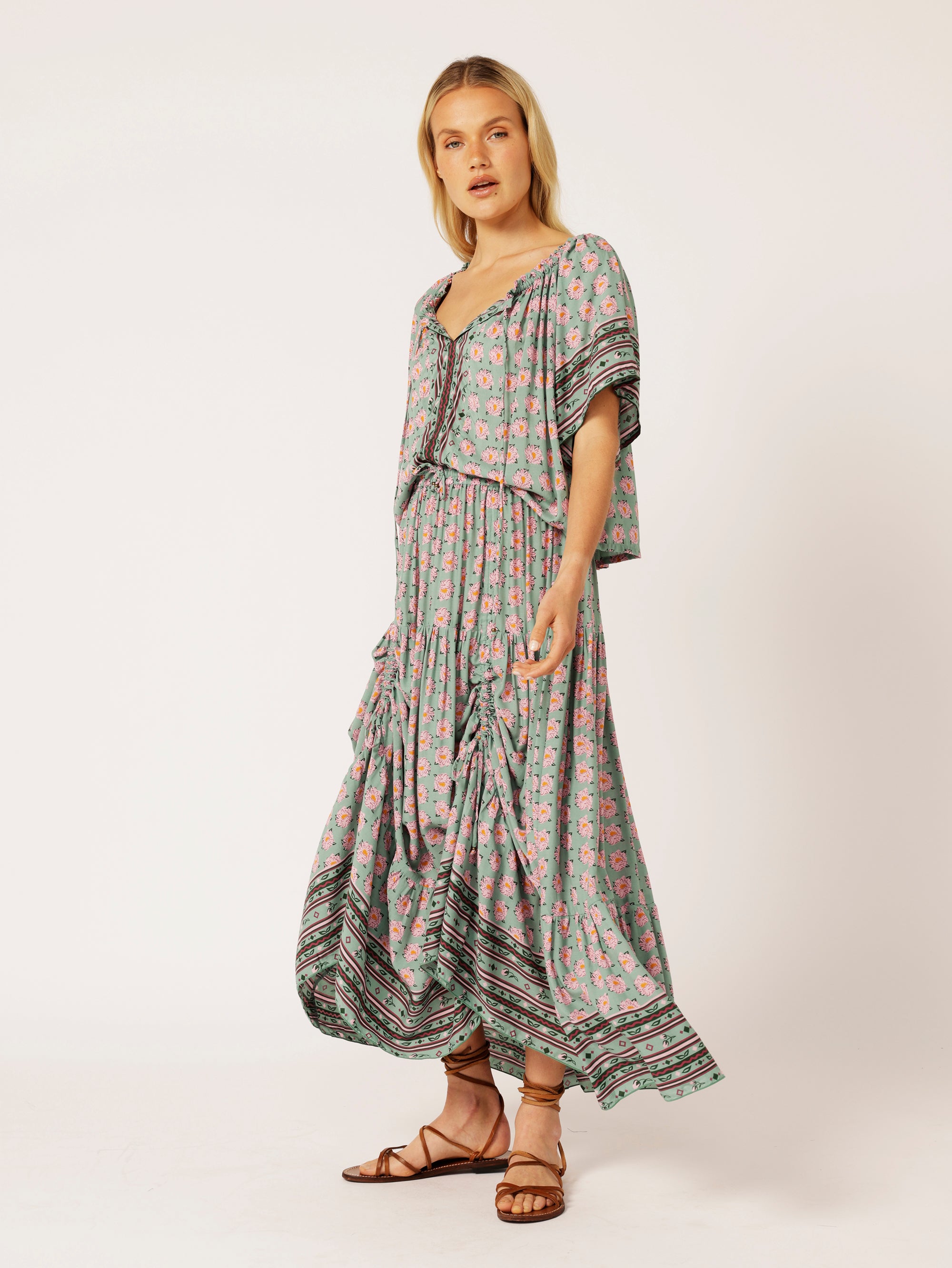 Dahlia Skirt MAXI | Sage Peony - Saffron Road