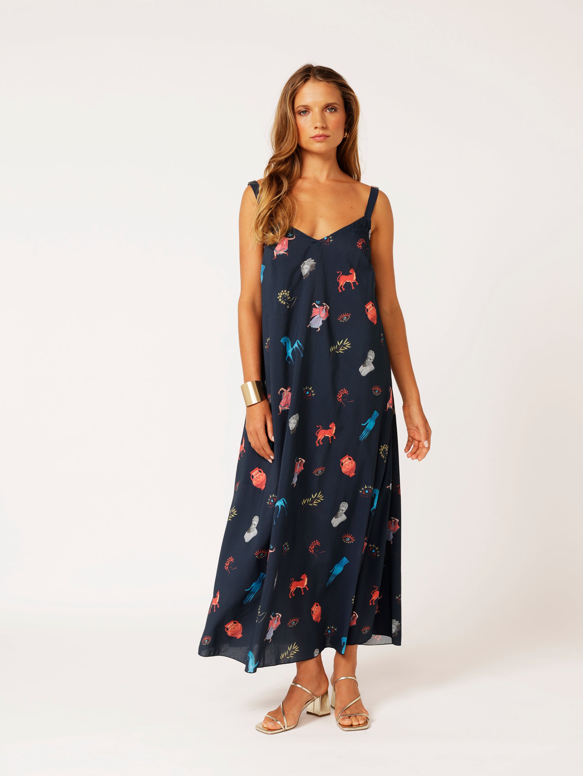 A-line Slip Dress | Grecian Ink - Saffron Road