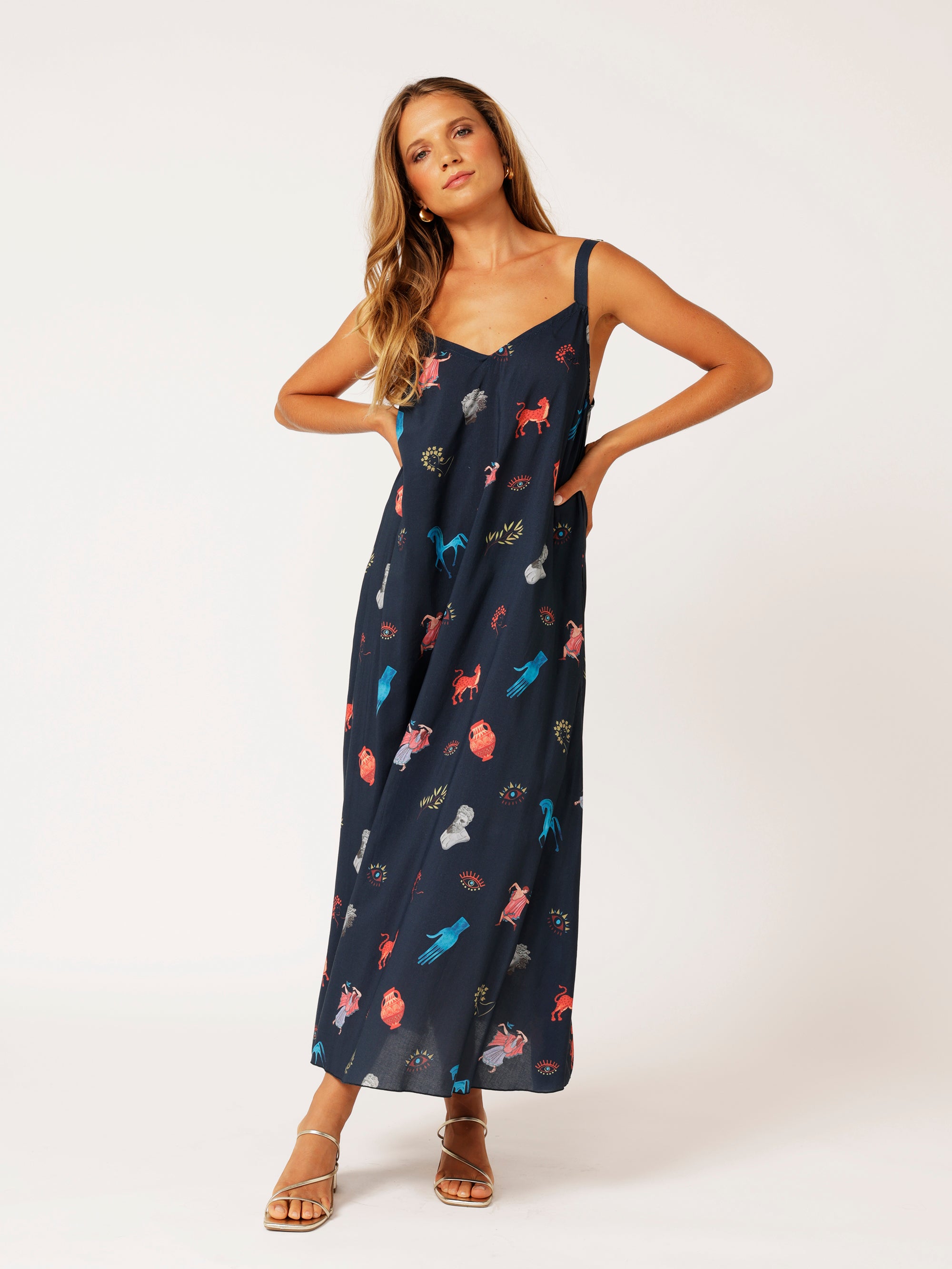 A-line Slip Dress | Grecian Ink - Saffron Road