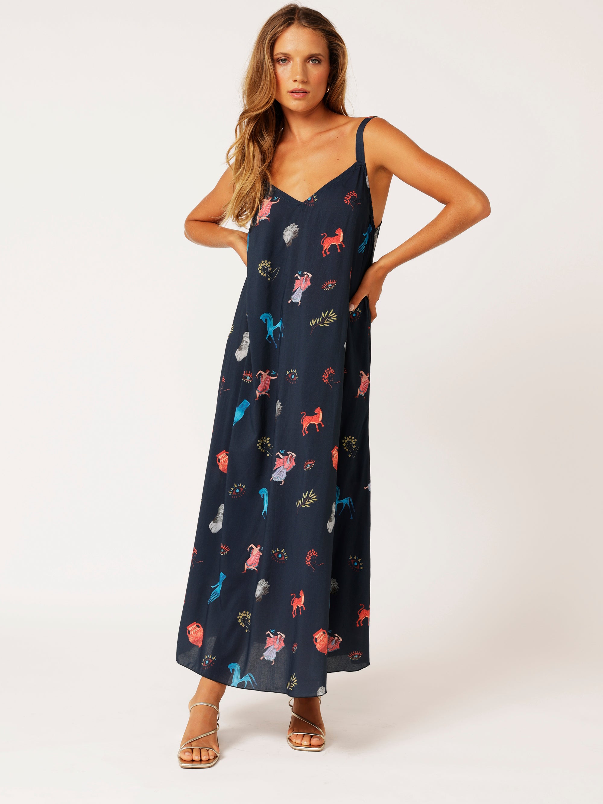 A-line Slip Dress | Grecian Ink - Saffron Road