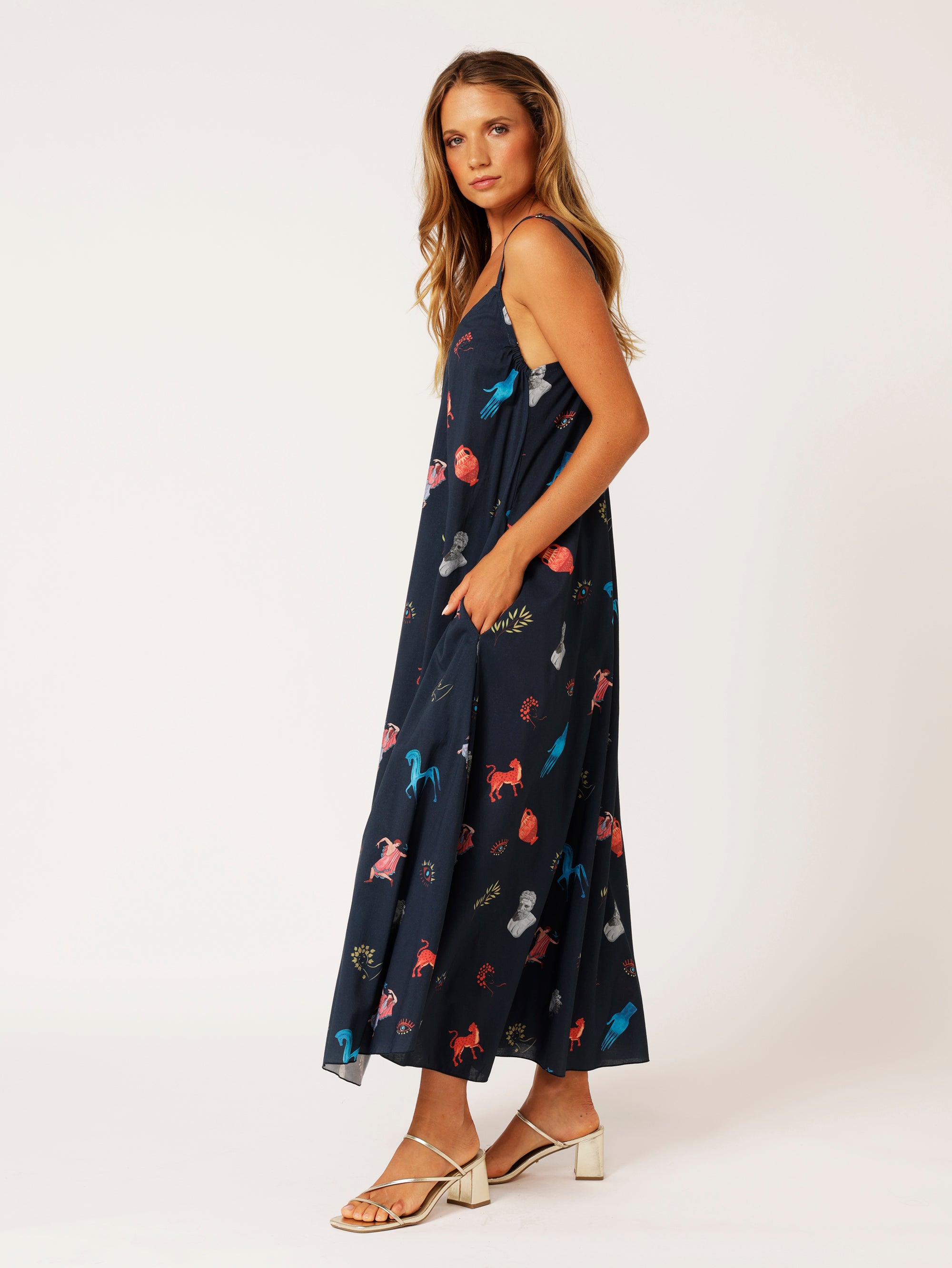 A-line Slip Dress | Grecian Ink - Saffron Road