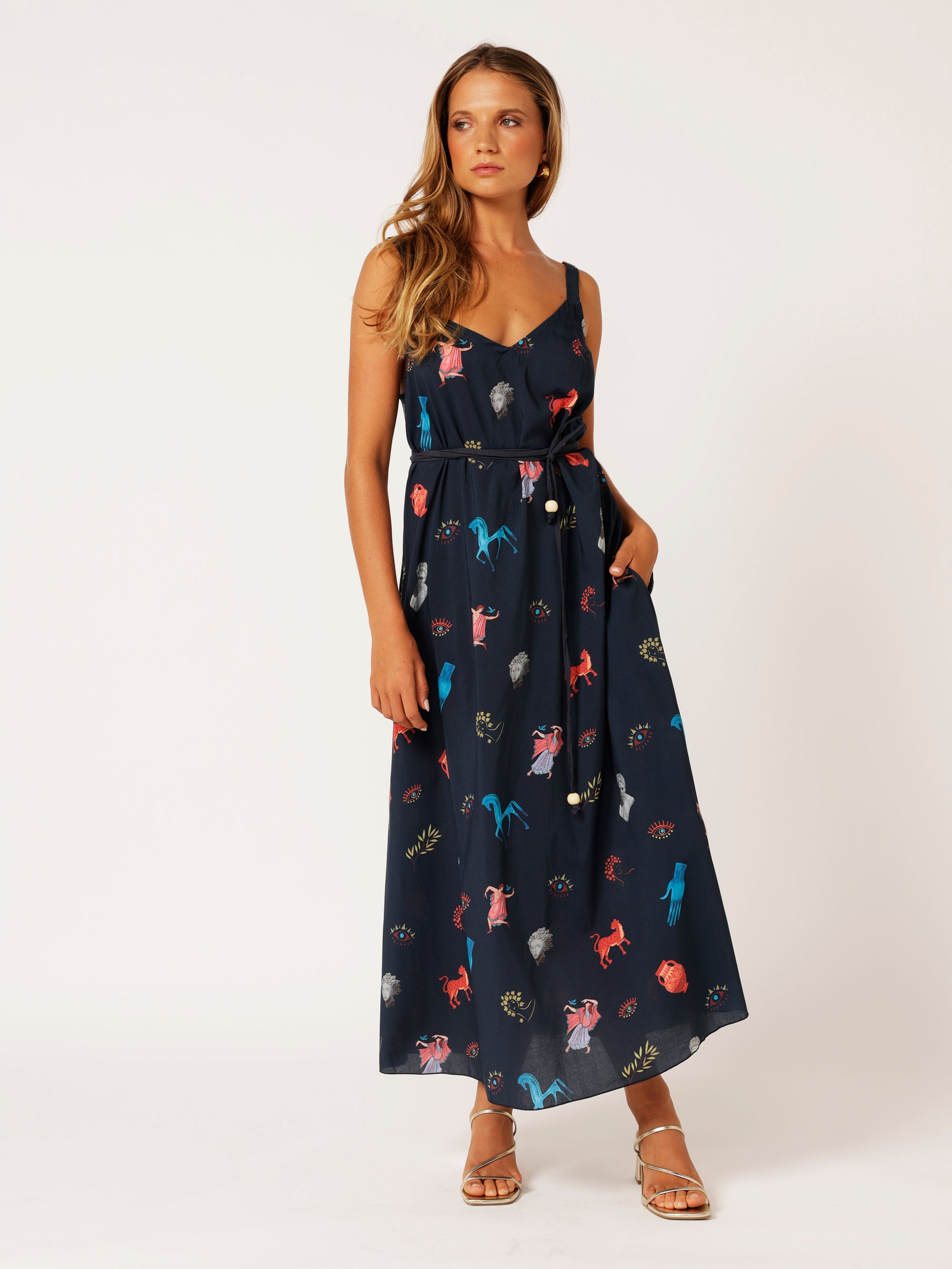 A-line Slip Dress | Grecian Ink - Saffron Road