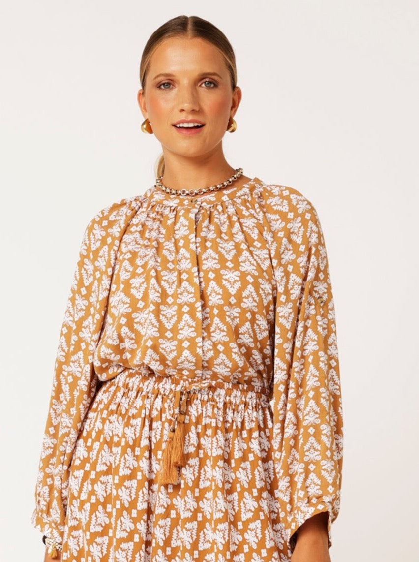 Beatrix Blouse | Aztec Cinnamon - Saffron Road