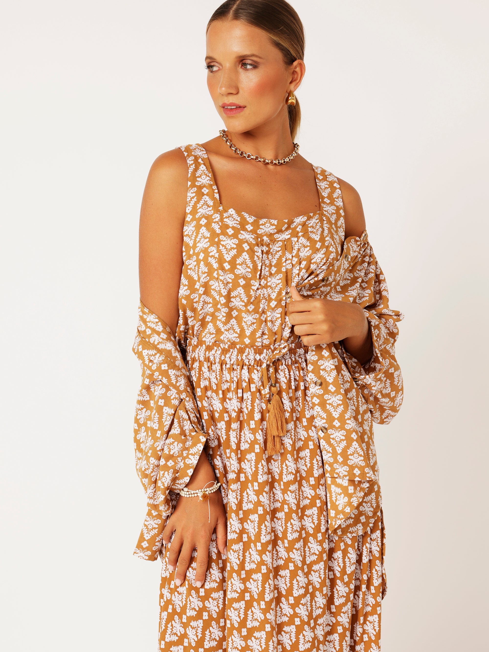 Beatrix Blouse | Aztec Cinnamon - Saffron Road