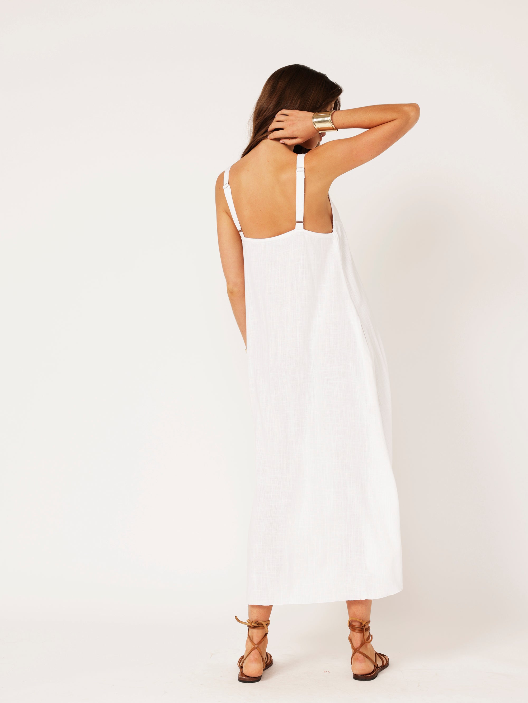 A-line Slip Dress | White | Viscose Linen - Saffron Road