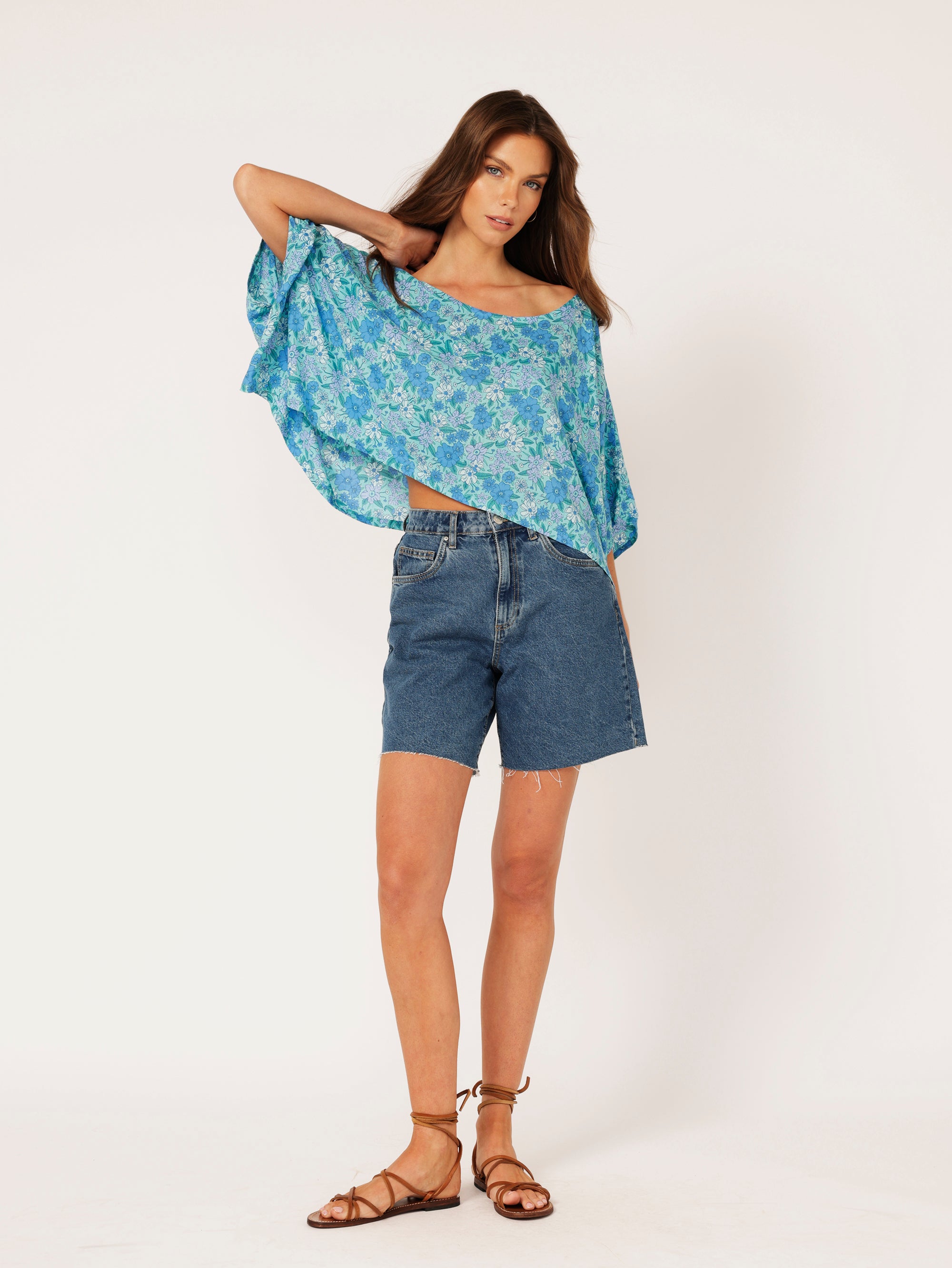 The Nat Top (Cropped) | Desert Blue - Saffron Road