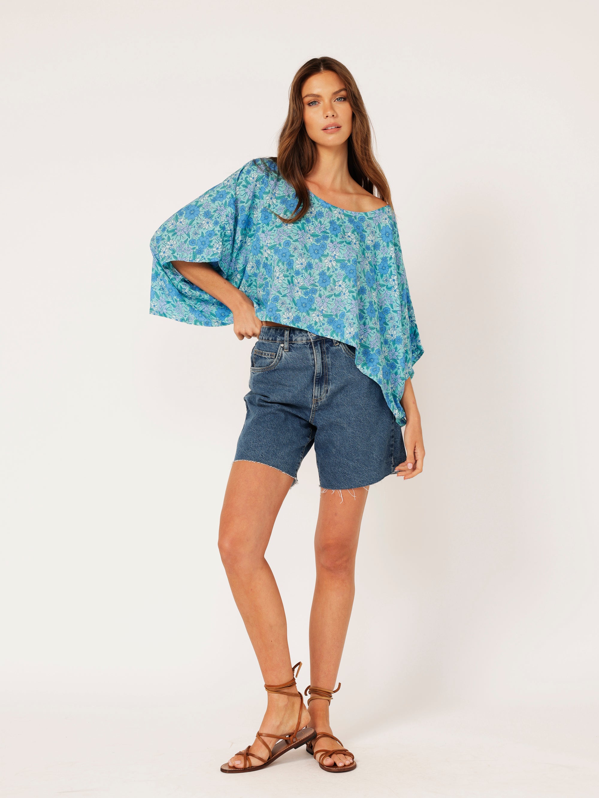 The Nat Top (Cropped) | Desert Blue - Saffron Road