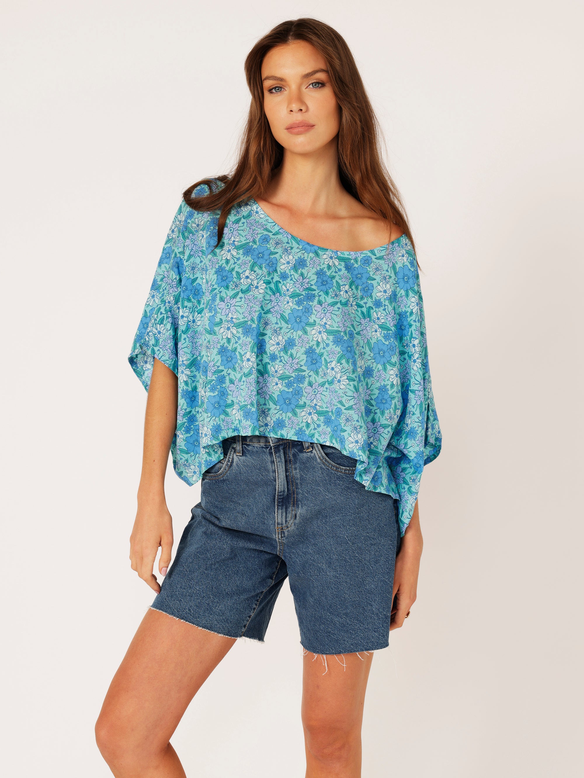 The Nat Top (Cropped) | Desert Blue - Saffron Road