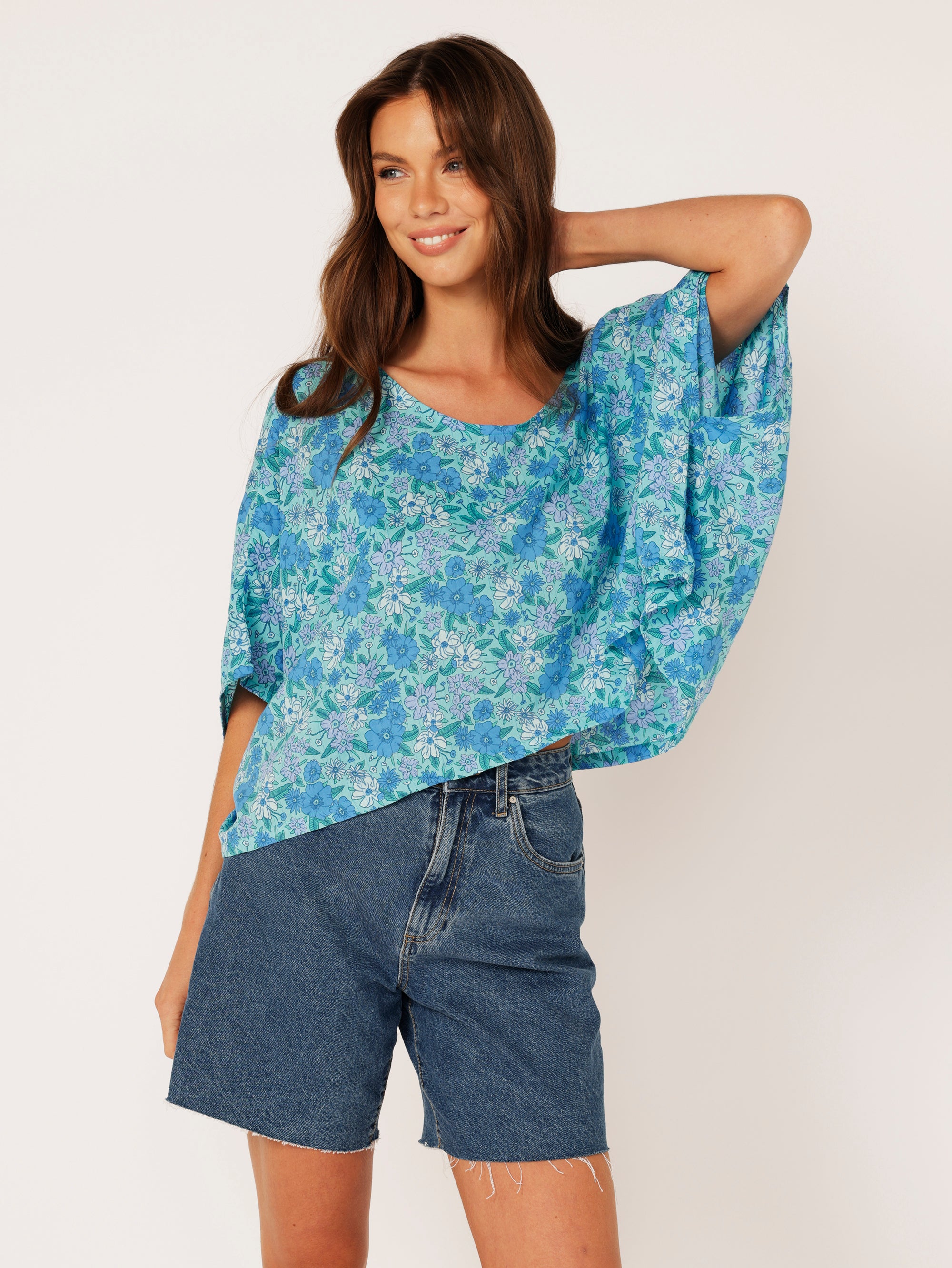 The Nat Top (Cropped) | Desert Blue - Saffron Road