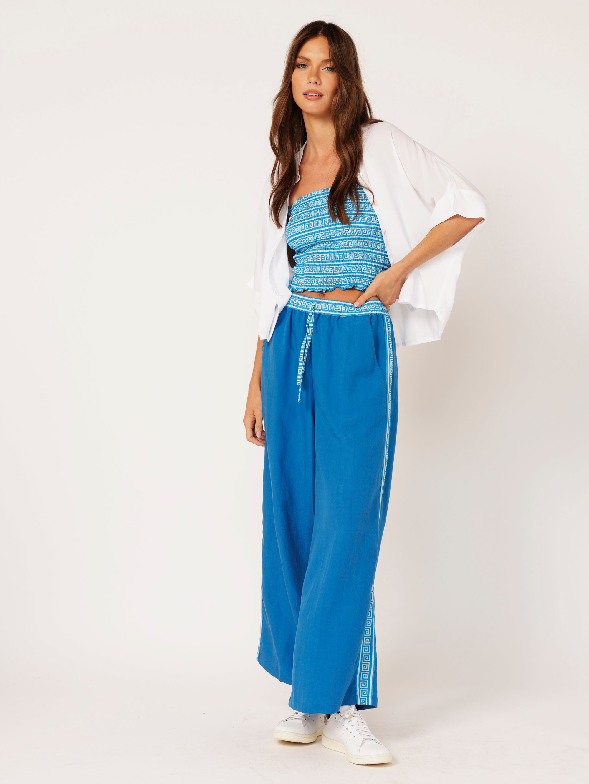 Border Pant | Cobalt Blue | Tencel Linen - Saffron Road