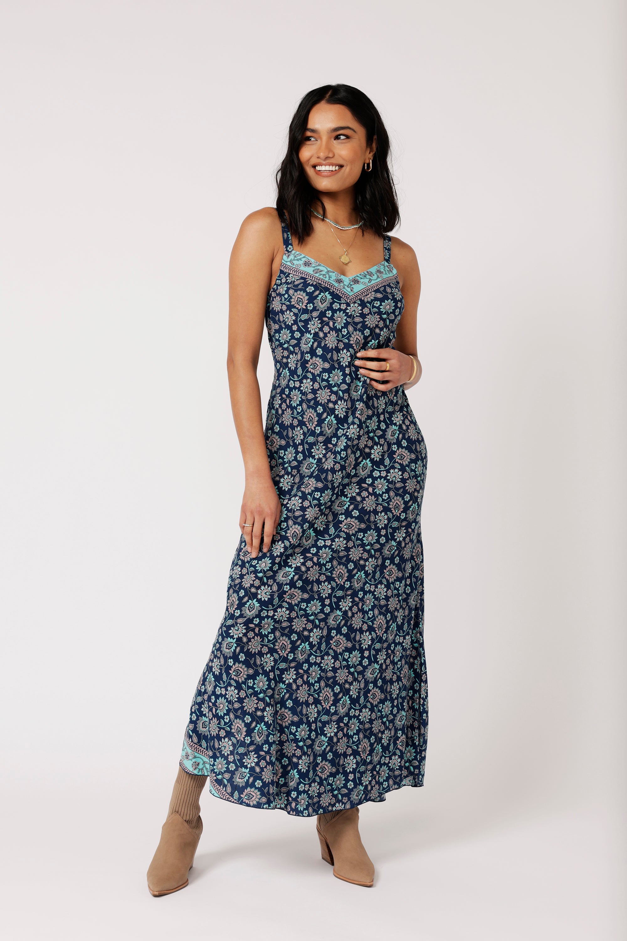 Slip Dress SUPER MAXI | Ocean Flower - Saffron Road