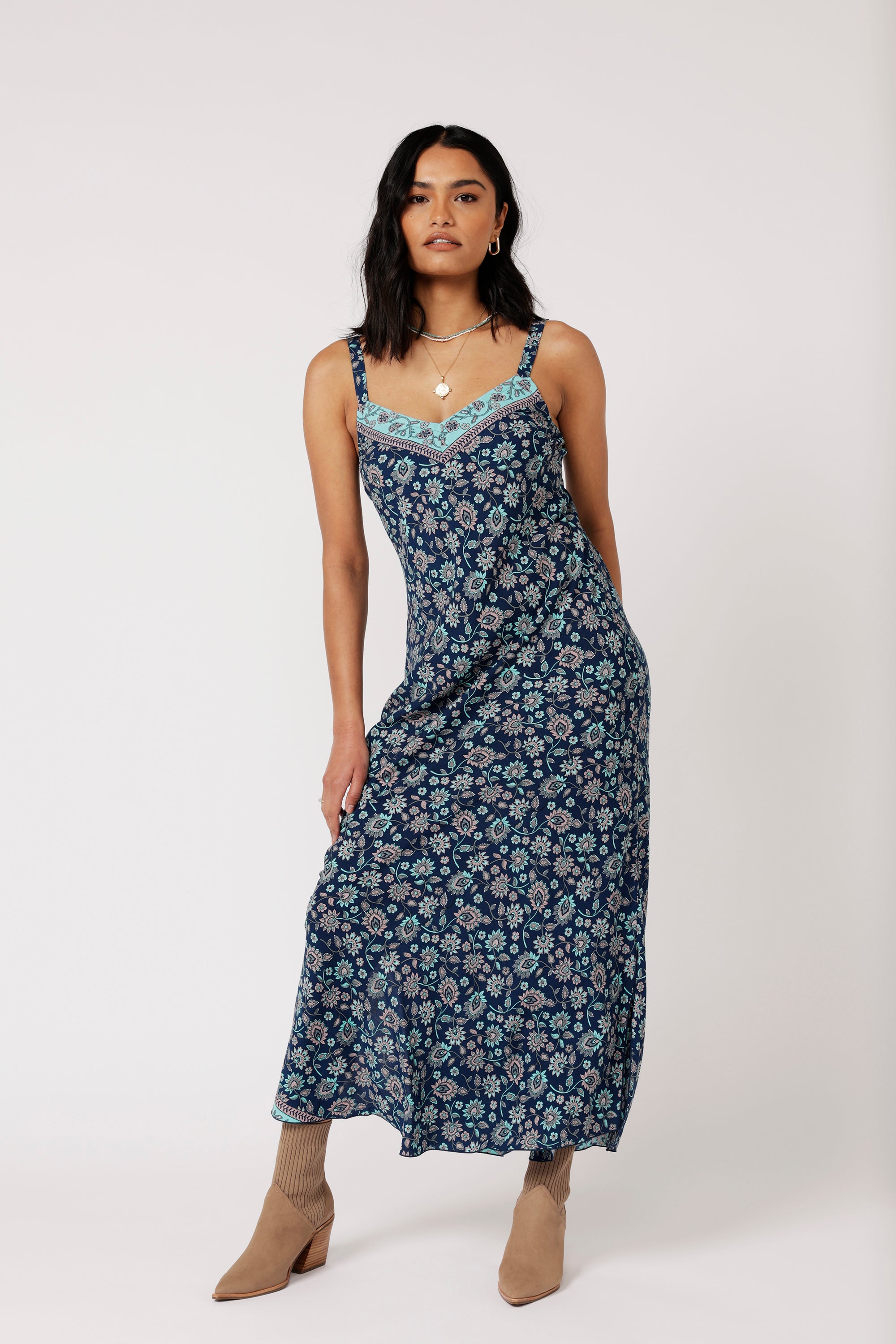 Slip Dress SUPER MAXI | Ocean Flower - Saffron Road