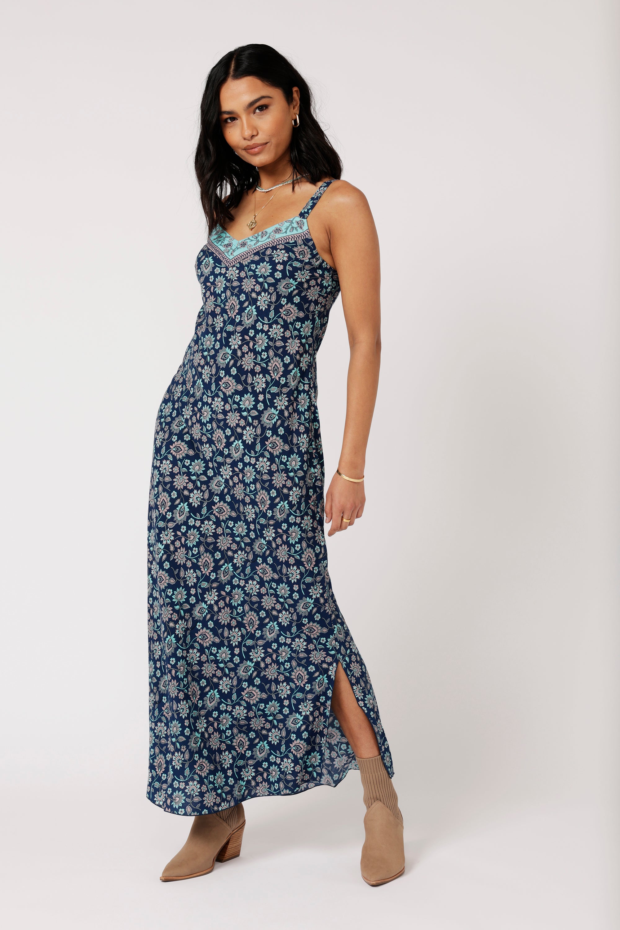 Slip Dress SUPER MAXI | Ocean Flower - Saffron Road