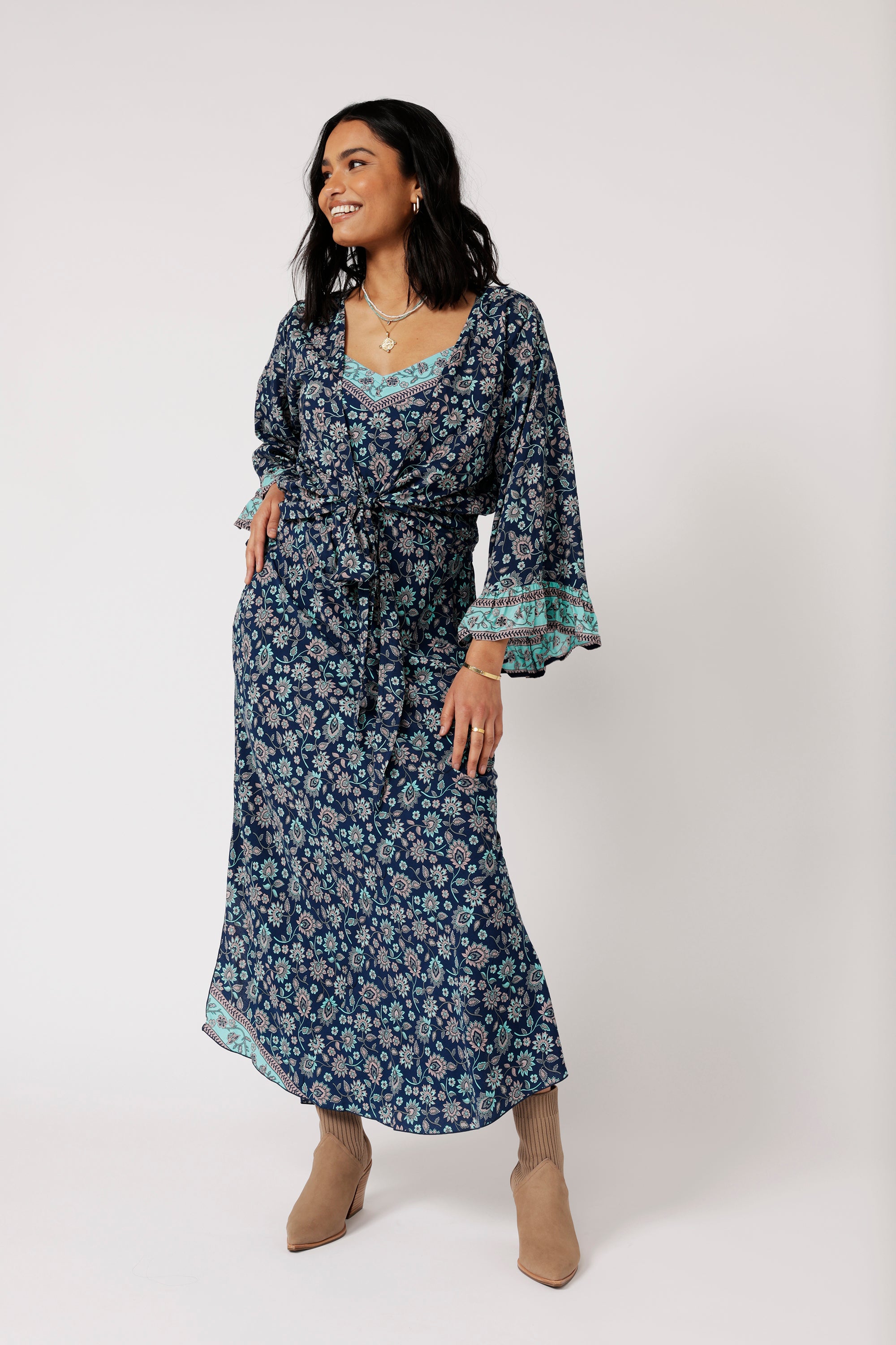 Slip Dress SUPER MAXI | Ocean Flower - Saffron Road