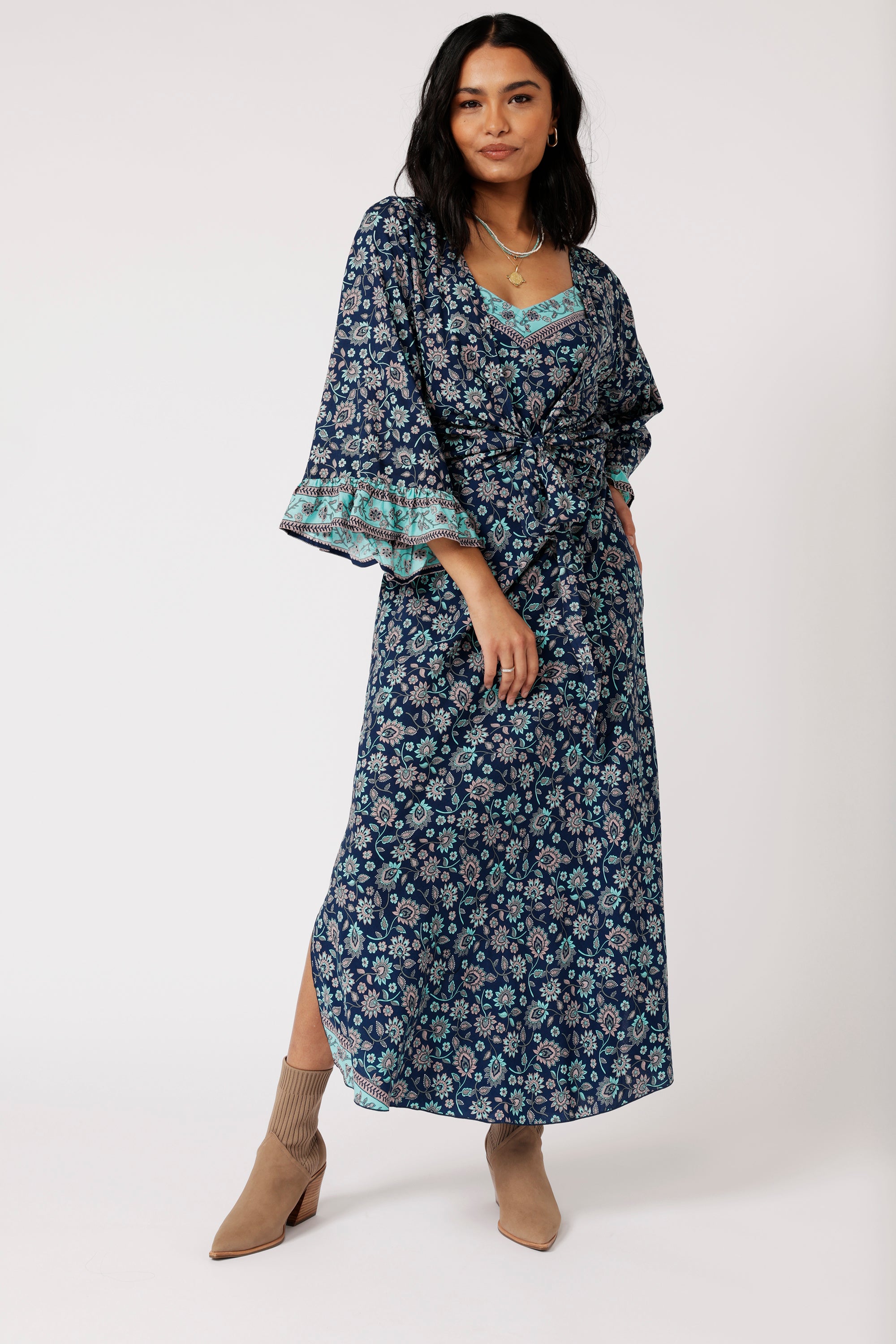 Slip Dress SUPER MAXI | Ocean Flower - Saffron Road