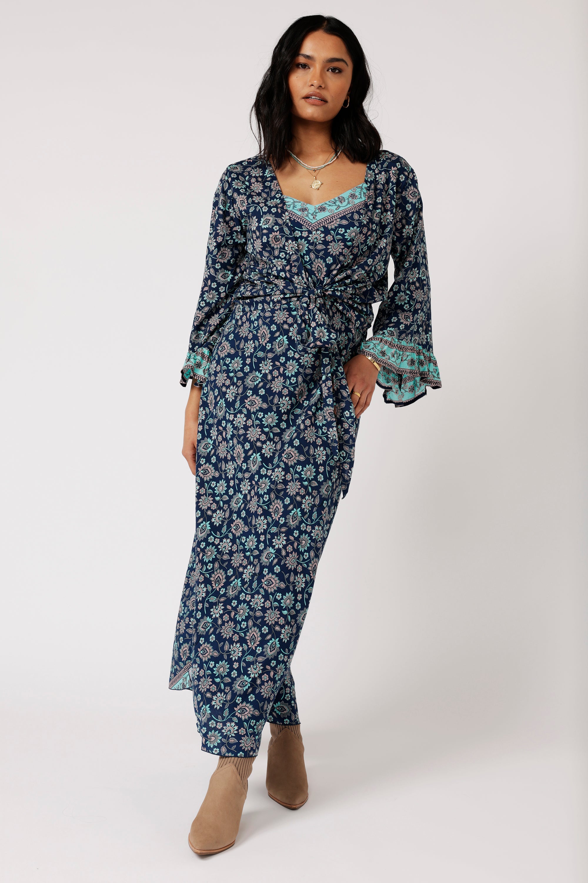 Slip Dress SUPER MAXI | Ocean Flower - Saffron Road