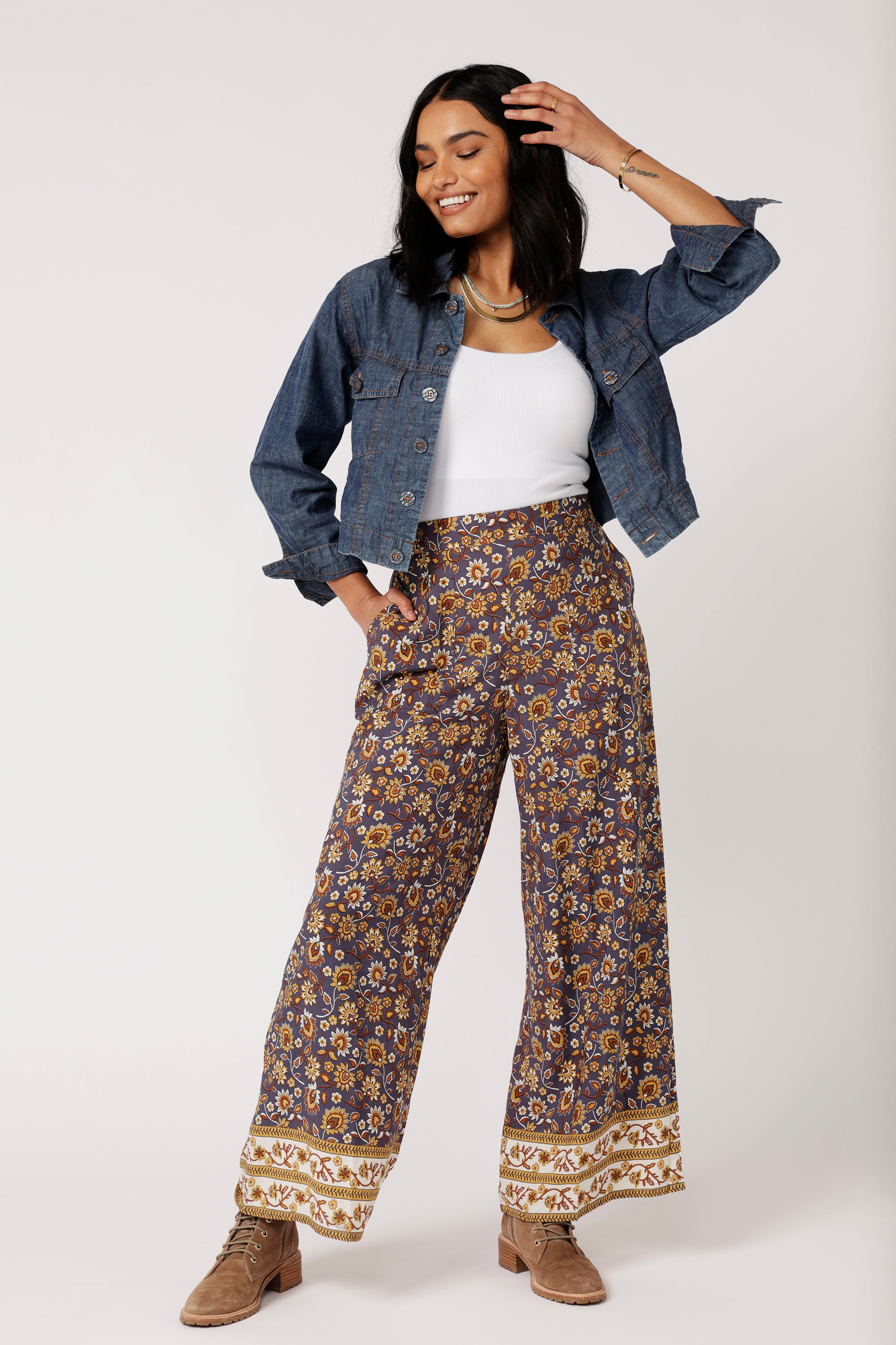 High Waisted Lounge Pants | Earth Flower - Saffron Road
