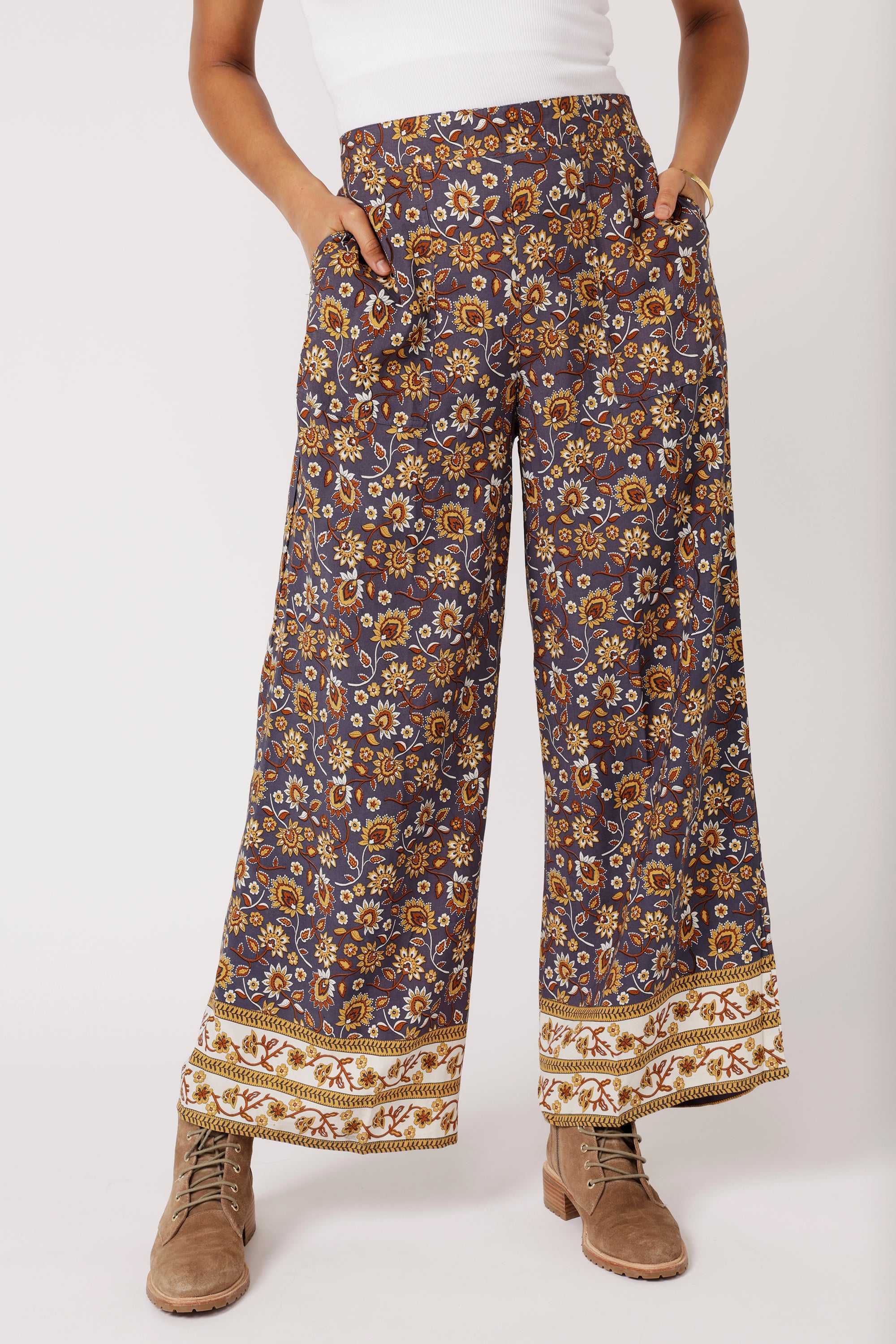 High Waisted Lounge Pants | Earth Flower - Saffron Road
