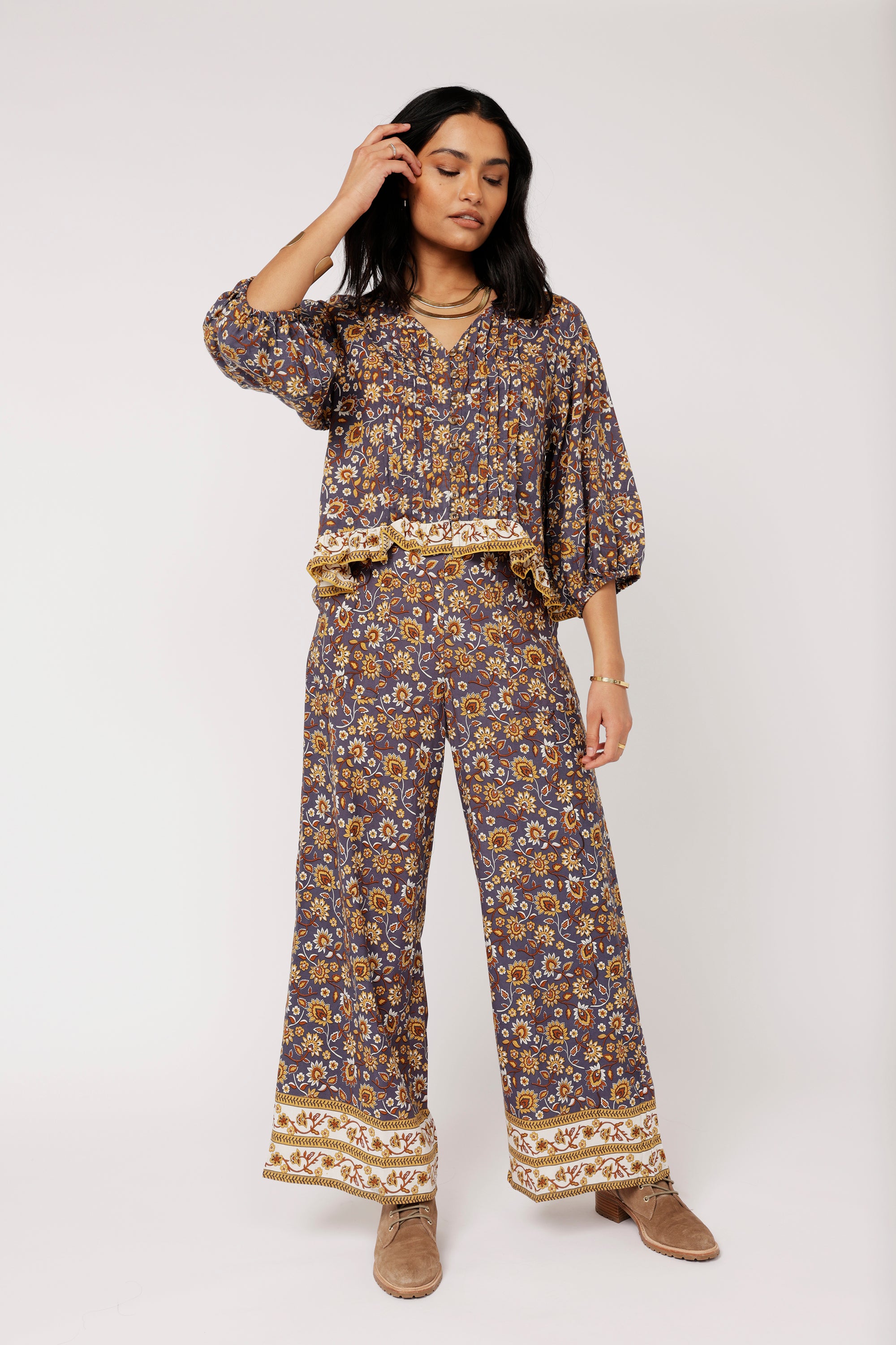High Waisted Lounge Pants | Earth Flower - Saffron Road