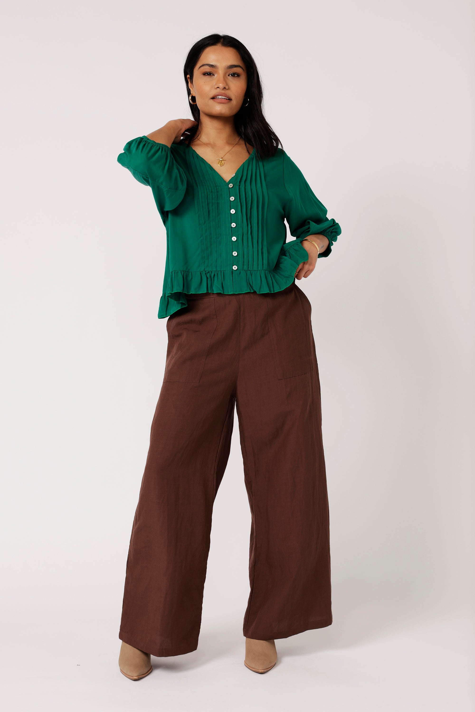 Lily Rose Top (Long Sleeve)| Forest Green - Saffron Road