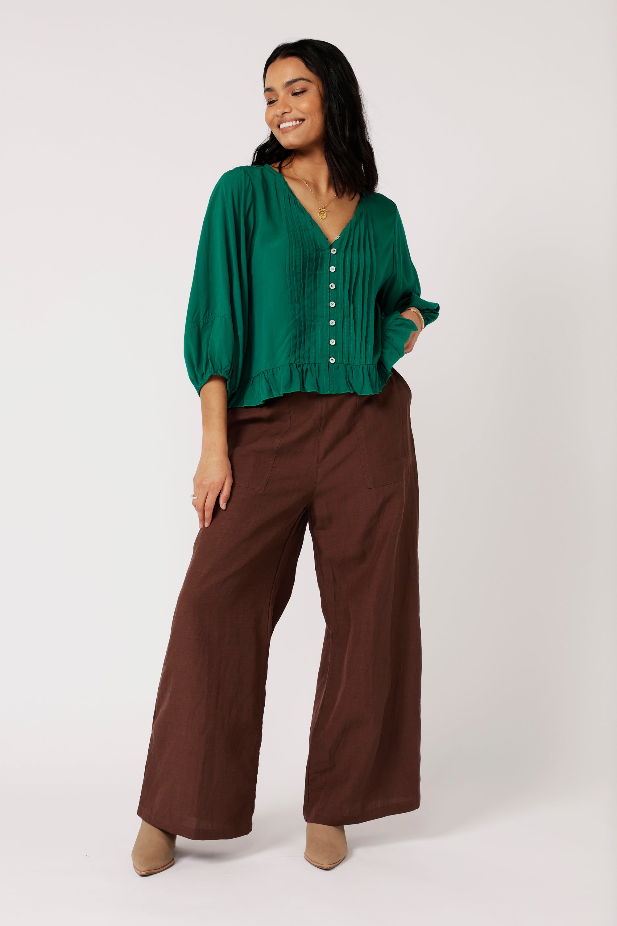 Lily Rose Top (Long Sleeve)| Forest Green - Saffron Road