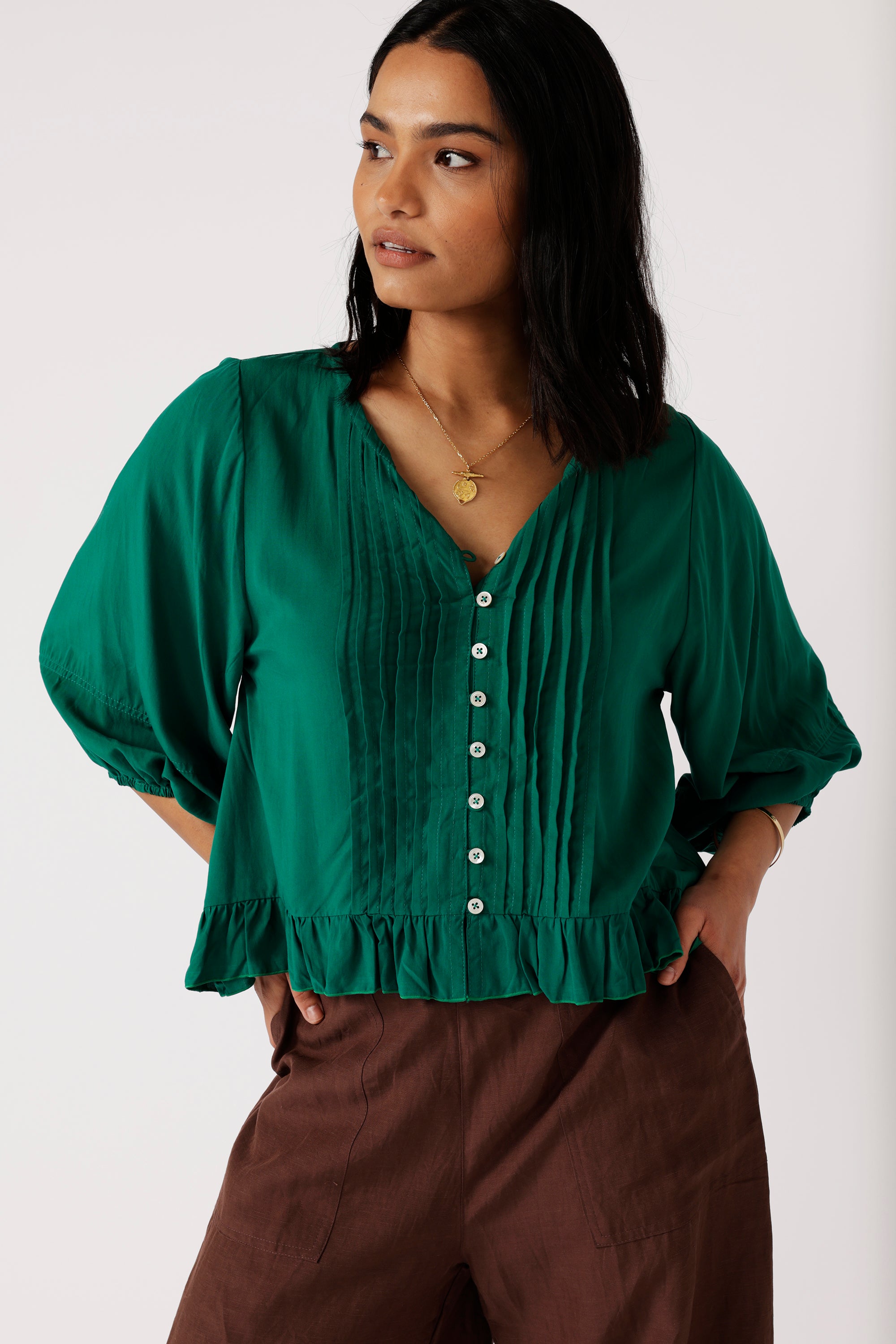 Lily Rose Top (Long Sleeve)| Forest Green - Saffron Road