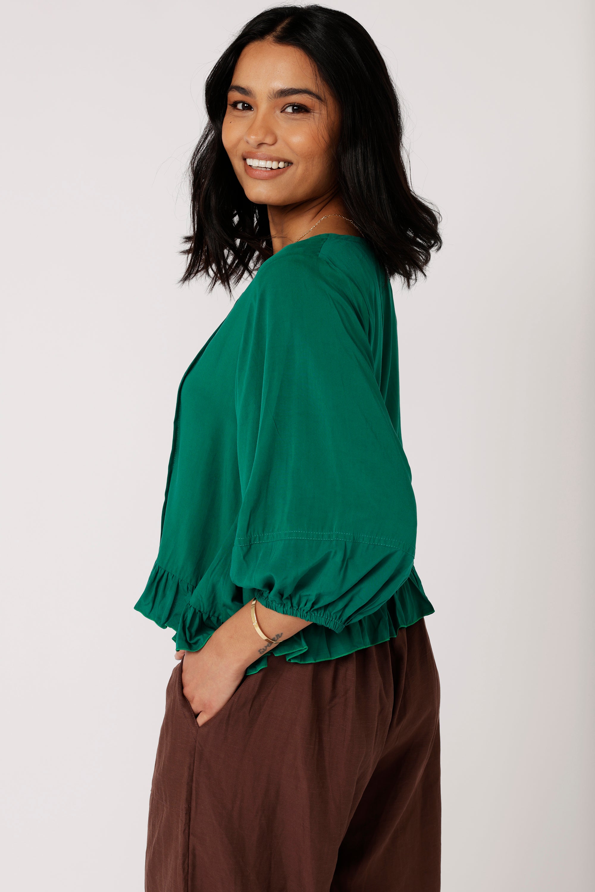 Lily Rose Top (Long Sleeve)| Forest Green - Saffron Road