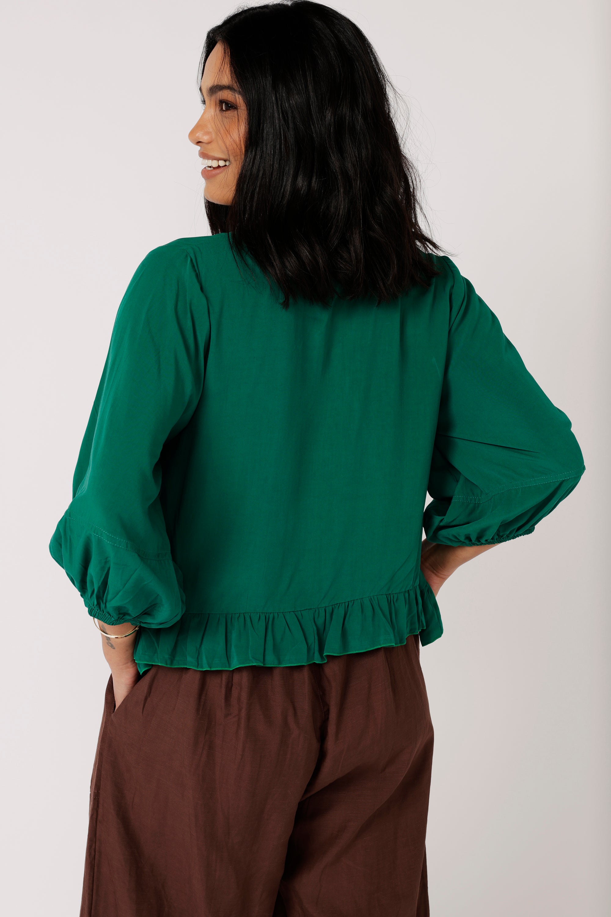 Lily Rose Top (Long Sleeve)| Forest Green - Saffron Road